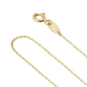 Close-up of the 14K Solid Gold Cable Link Chain Necklace for Men, featuring a lobster clasp. The finely detailed loops and diamond cut showcase its elegant design and polished metal finish.