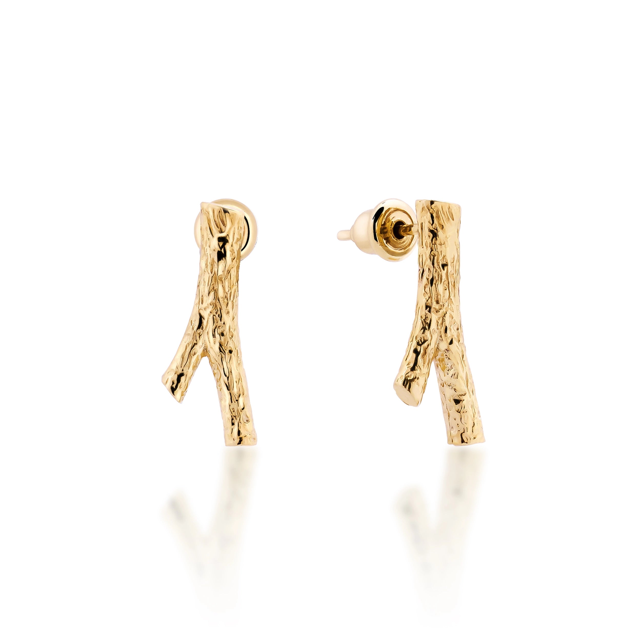 14K Solid Gold Tree Branch Stud Earrings - Into the Woods Collection by Erdem Akan