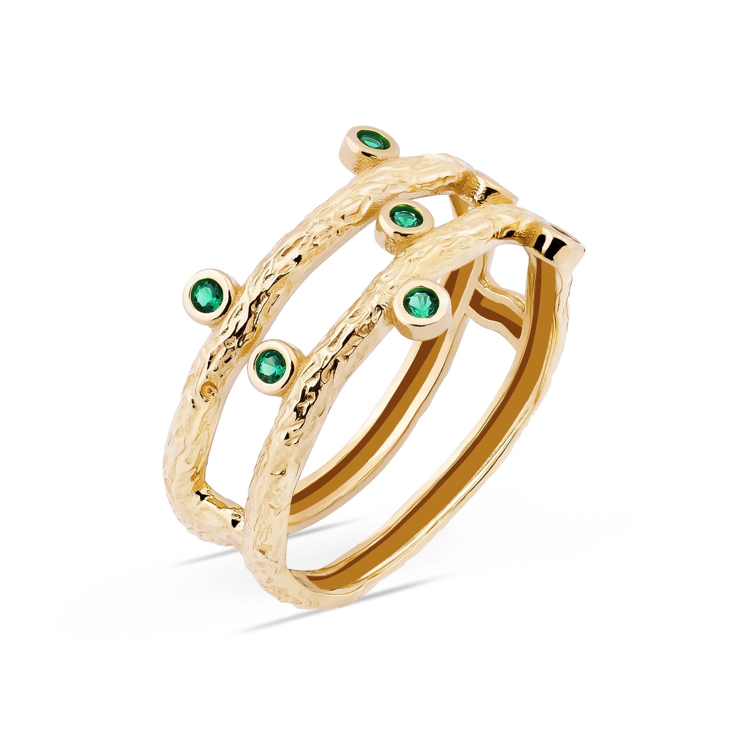 14K Solid Gold Blossom Green Gemstone Ring - Into the Woods Collection by Erdem Akan