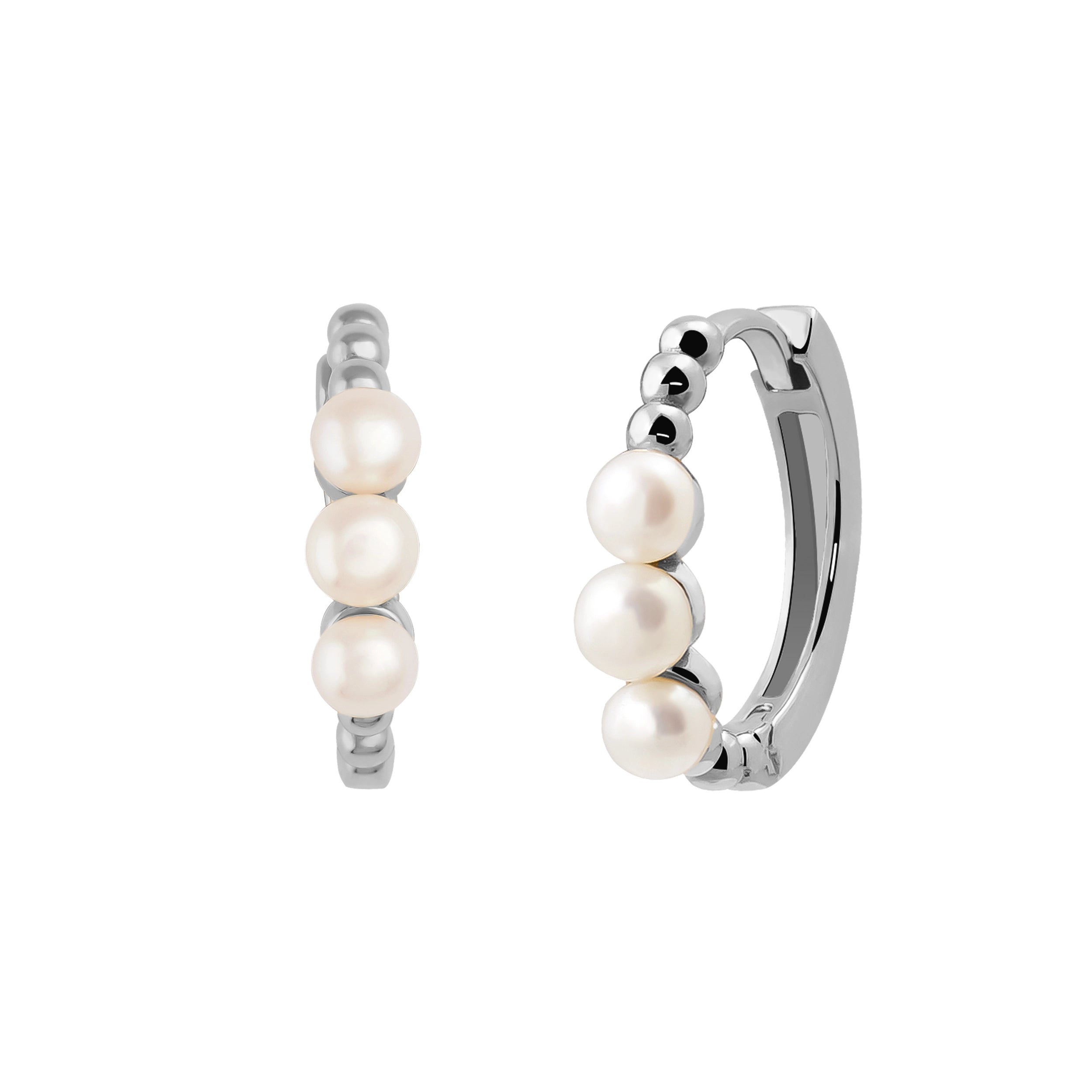 14K Solid Gold Natural Pearl Simplicity Hoop Earrings - Elegance Collection