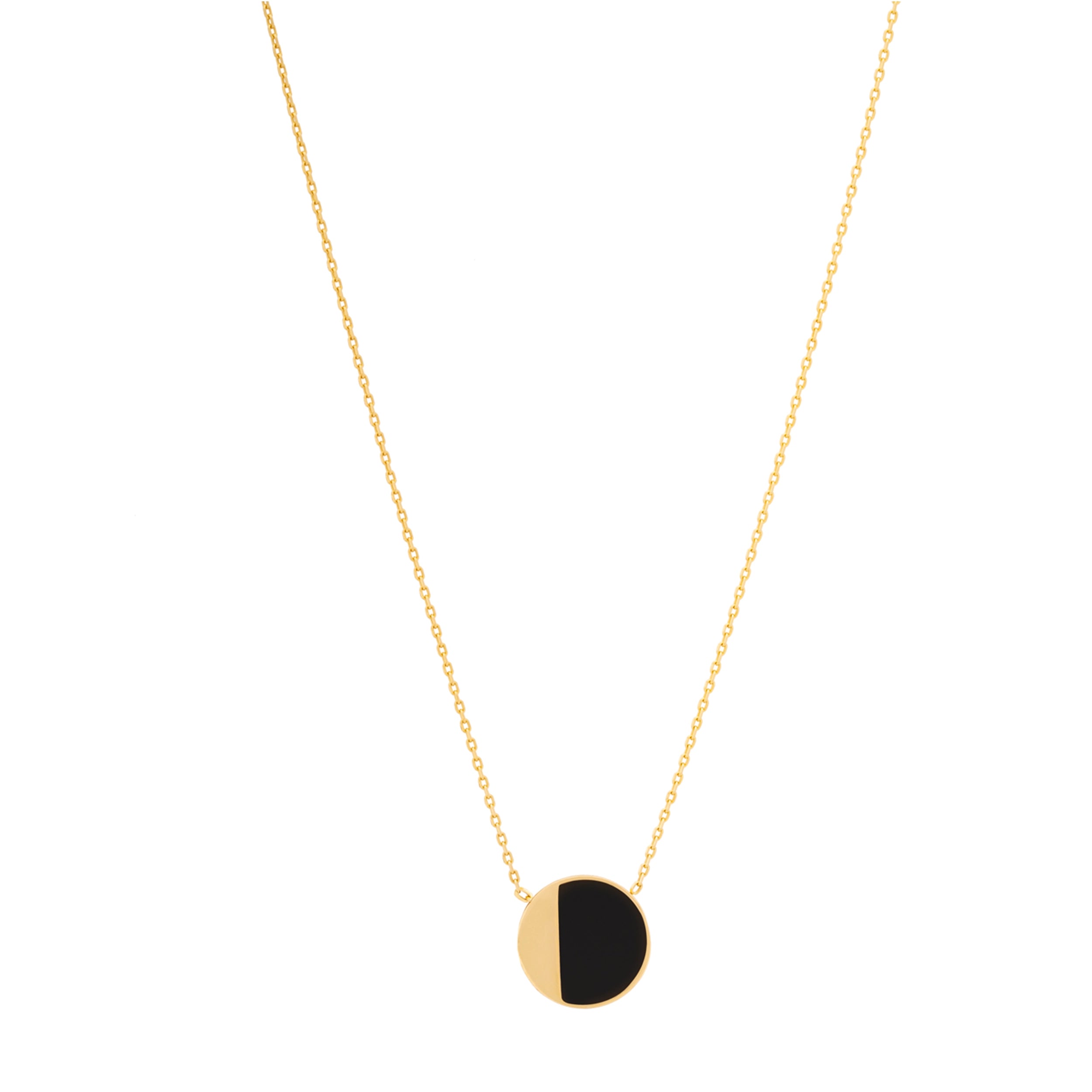 14K Solid Gold The Last Quarter Moon Pendant Necklace - Moonlight Collection