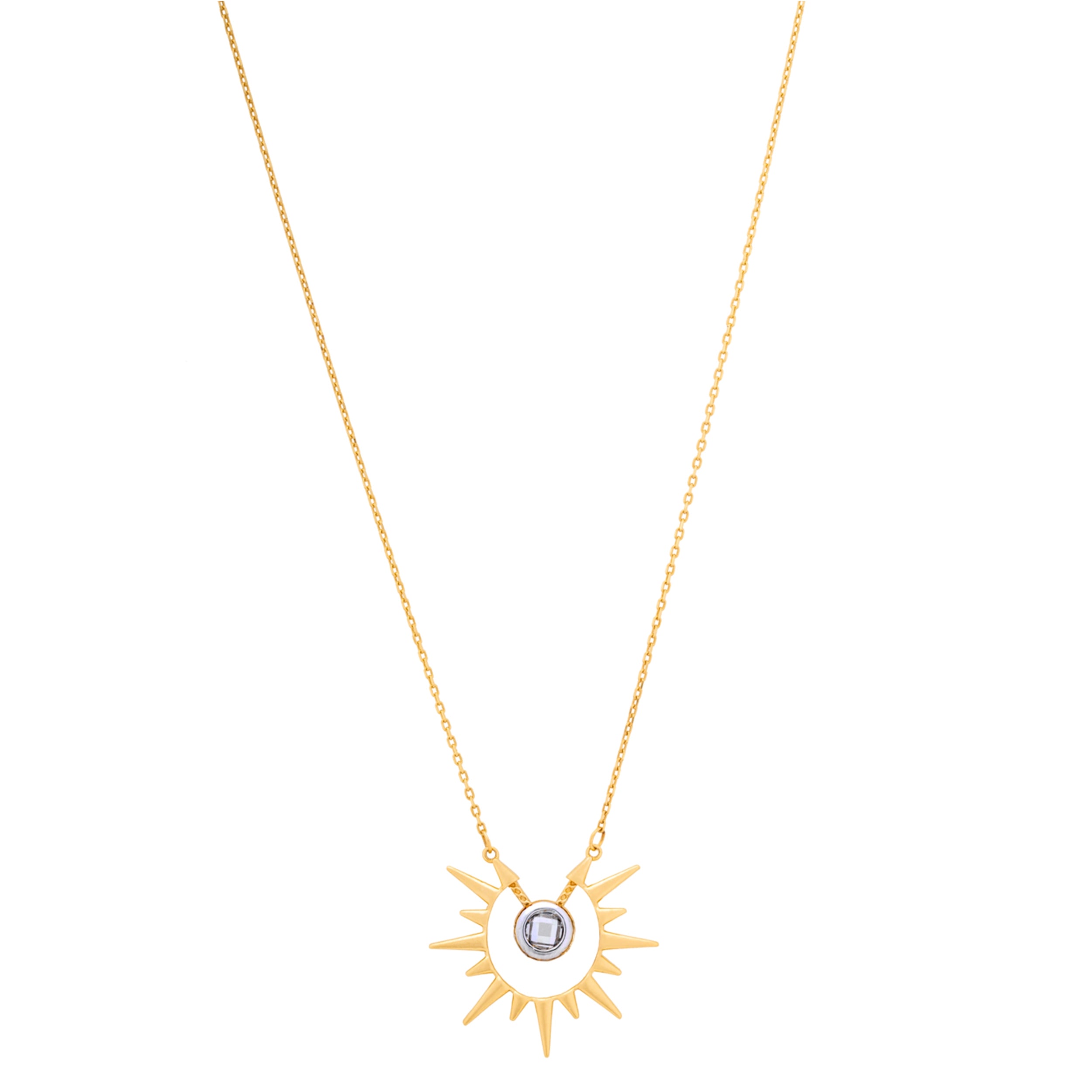 14K Solid Gold Sunburst Necklace - Helios Collection