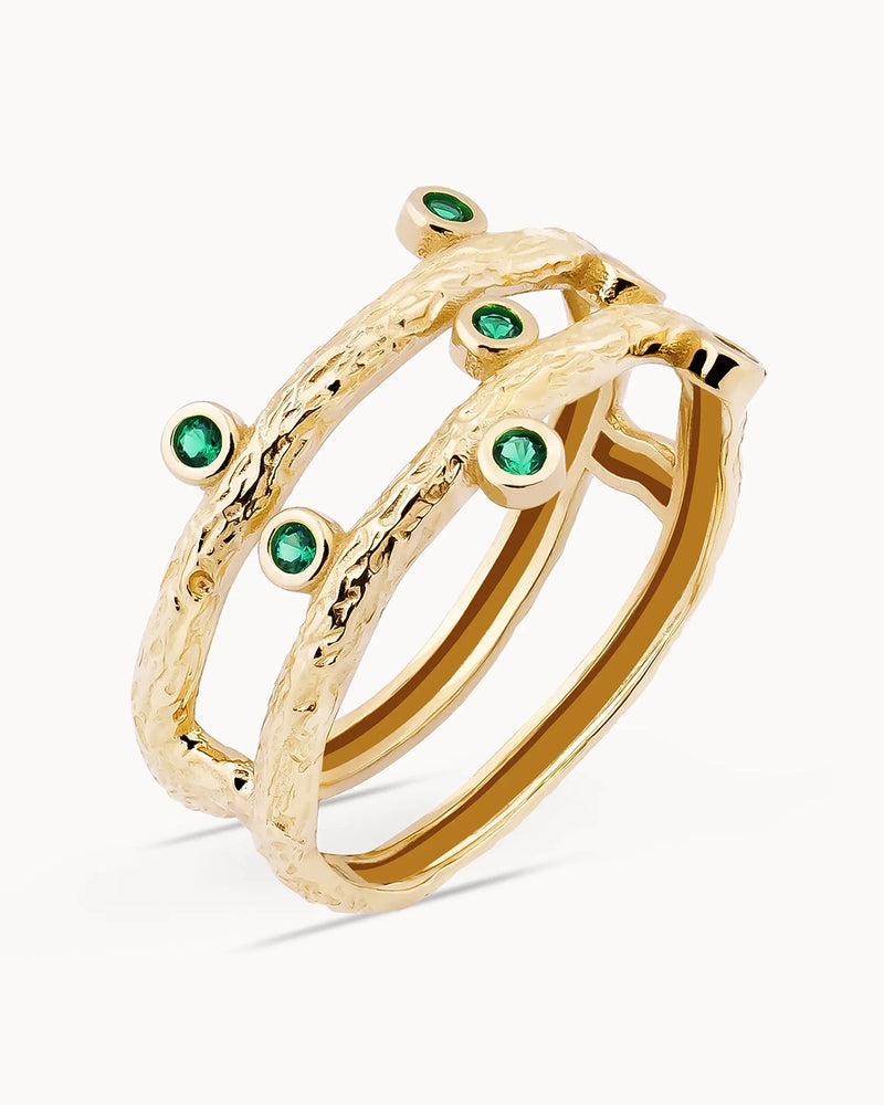 14K Gold Blossom Green Stone Ring | Erdem Akan X Runda