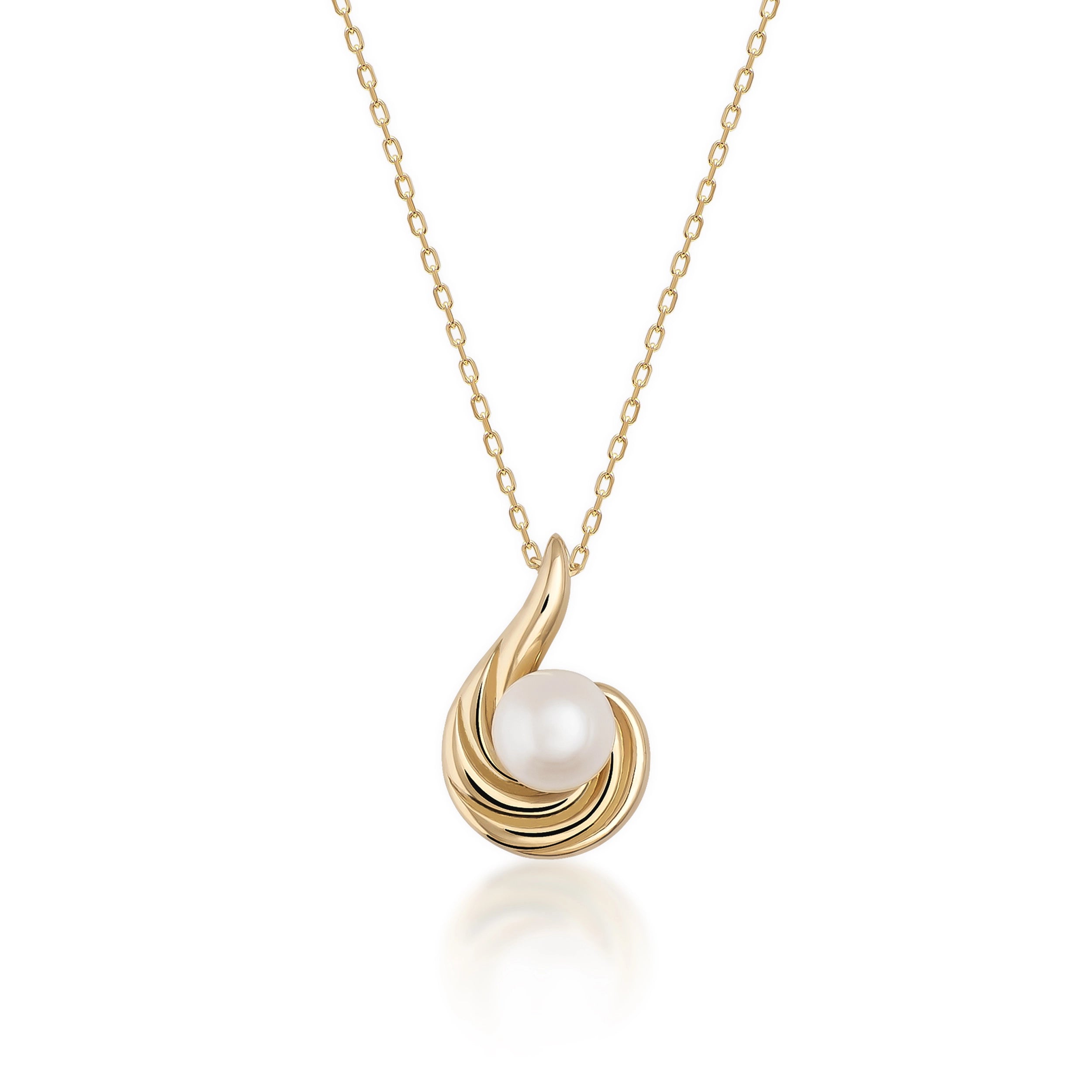 14K Solid Gold Natural Pearl Necklace - Elegance Collection