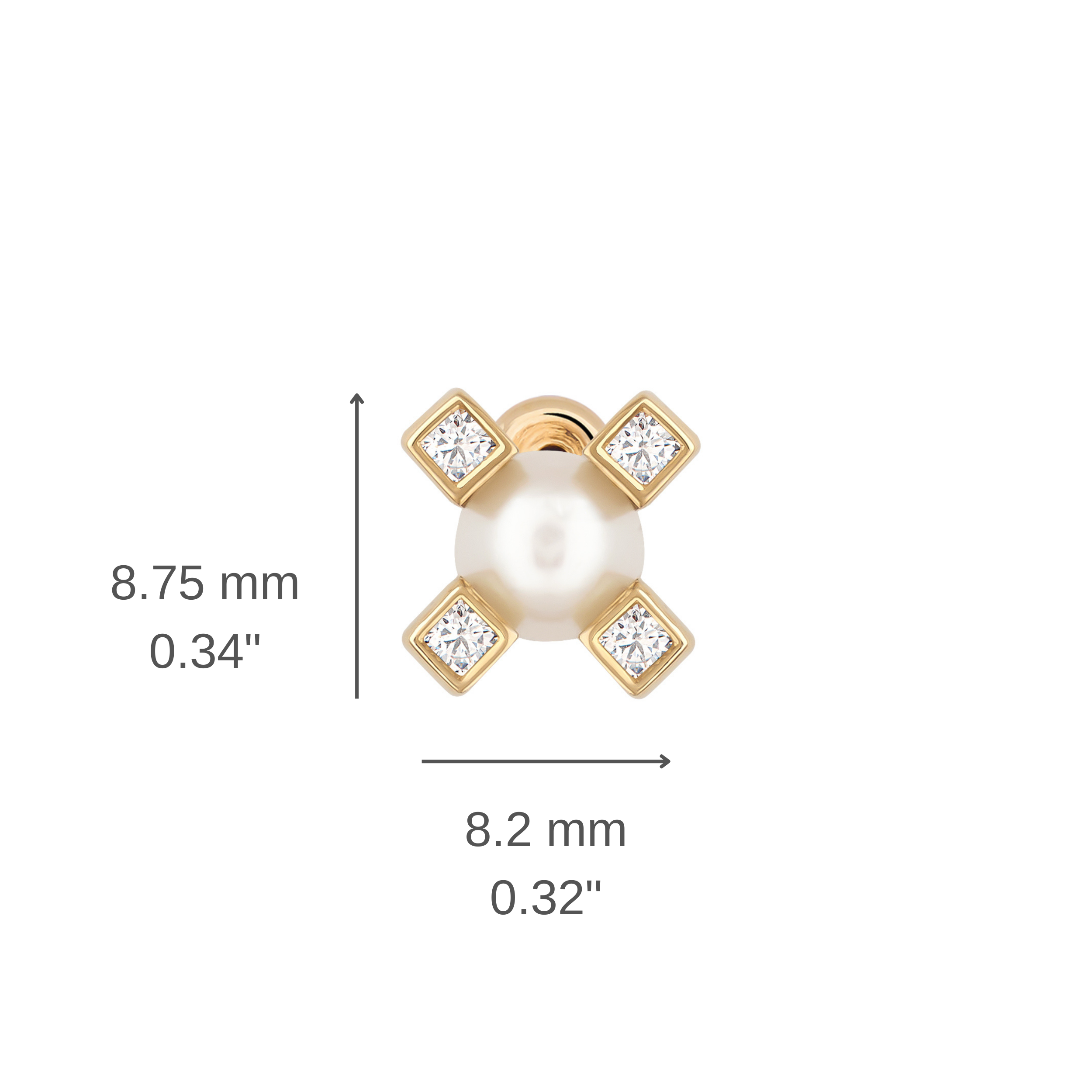 14K Solid Gold Theia Diamond Natural Pearl Dot Stud Earrings - Elegance Collection