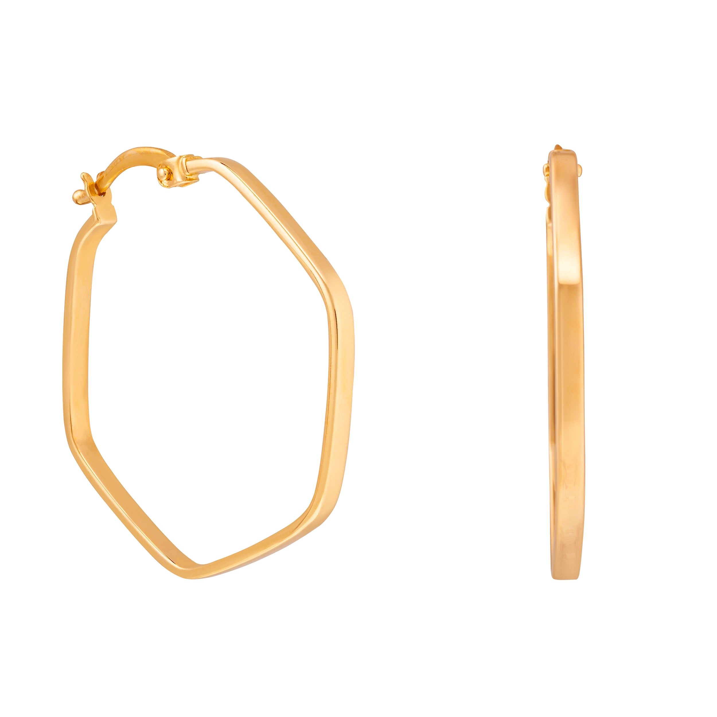 14K Gold Hexagon Hoop Earrings - Harmony Collection