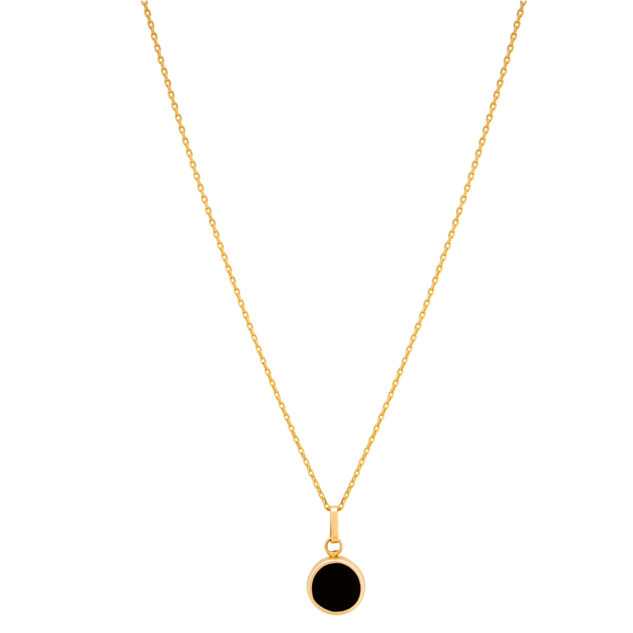 14K Solid Gold Full Moon Pendant Necklace - Moonlight Collection