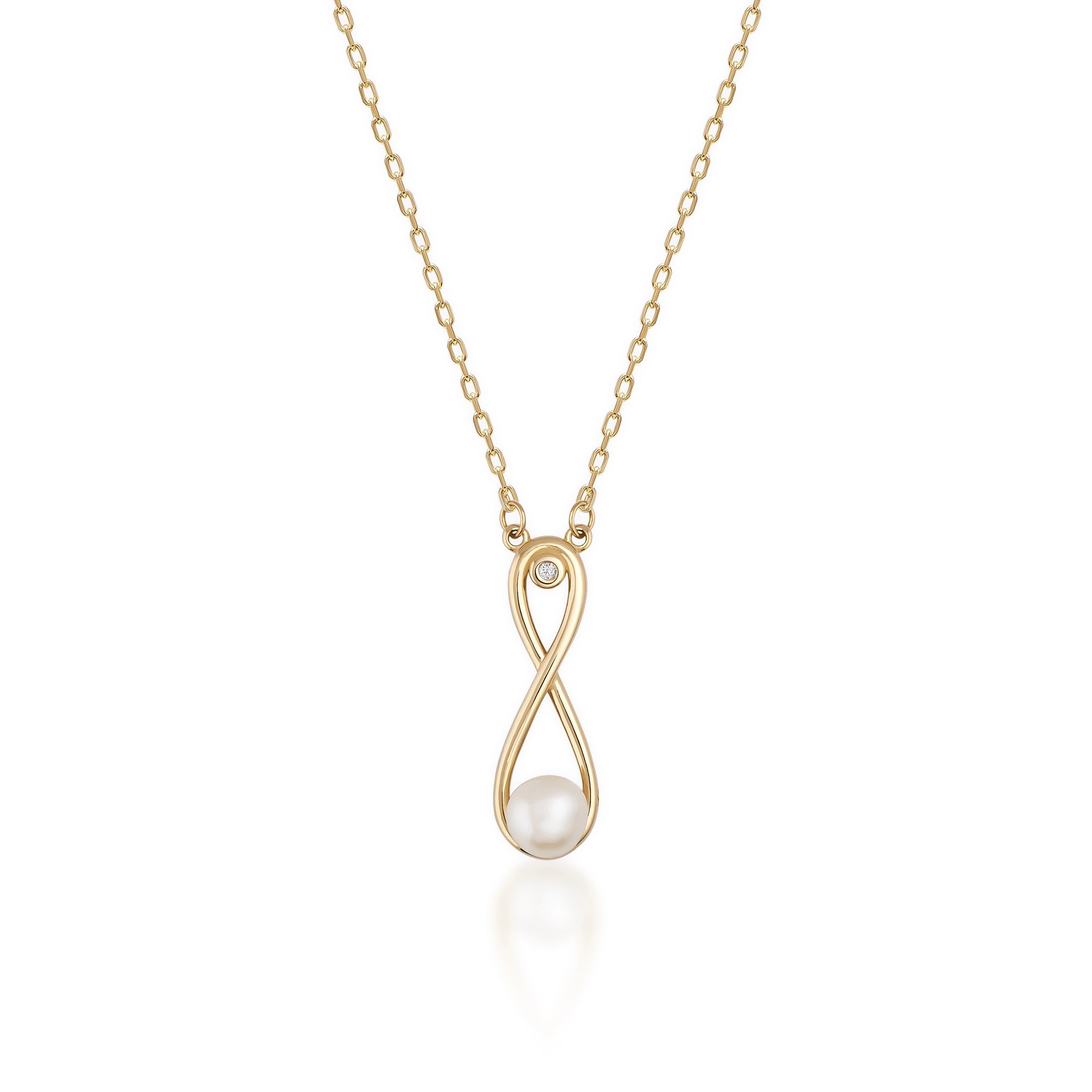 14K Solid Gold Natural Pearl Necklace - Elegance Collection