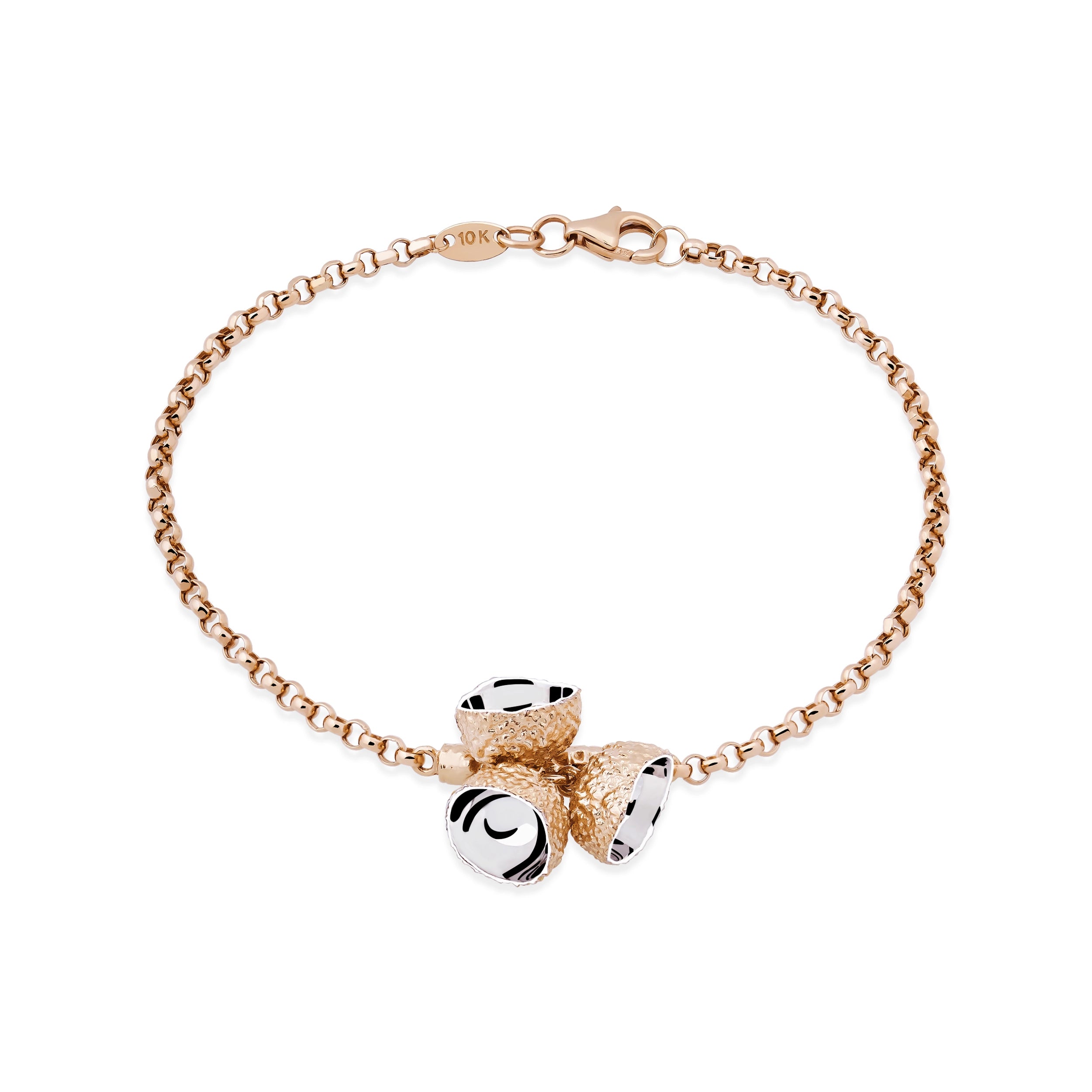 Pulsera minimalista de oro macizo de 14 quilates con piedras preciosas naturales de ágata y cornalina - Colección Achates