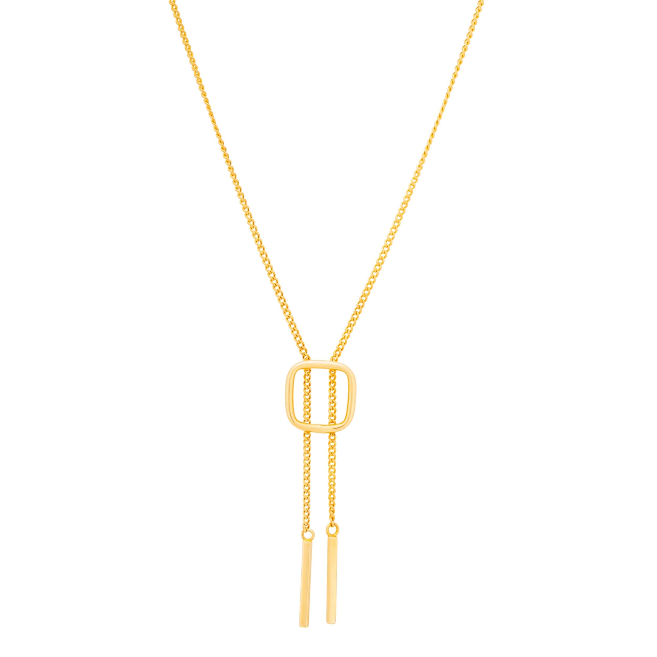 14K Solid Gold Unique Statement Chain Drop Necklace - Harmony Collection