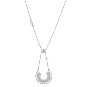 Introducing the Helios Collection: a timeless necklace crafted from 14K solid gold, featuring a symmetrical, semi-circular pendant with intricate cut-out details. The chain is adorned with a small round bead and a single lab-grown diamond accent on one side, offering both elegance and hypoallergenic comfort.