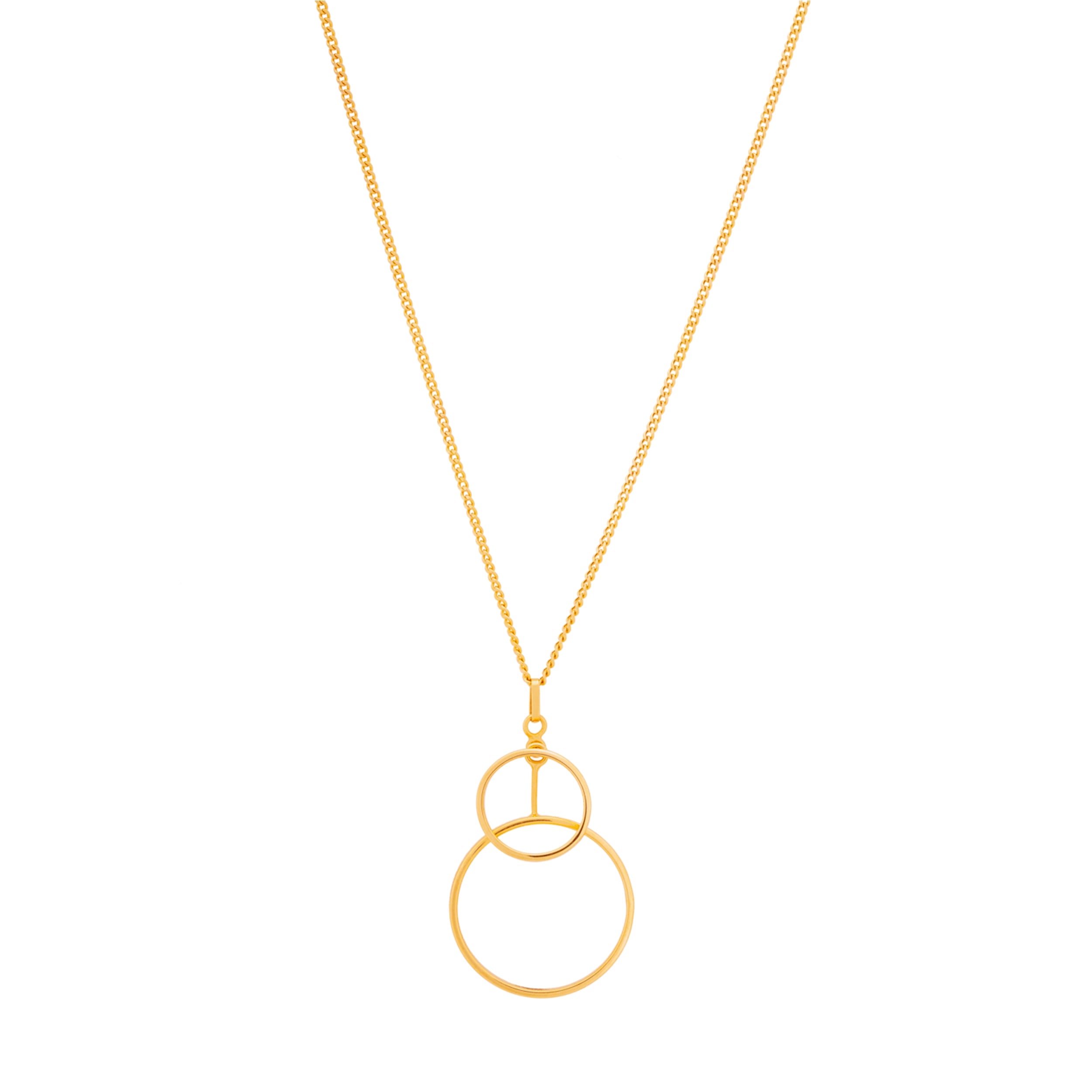 14K Solid Gold Geometric Interwined Round Circles Necklace - Harmony Collection