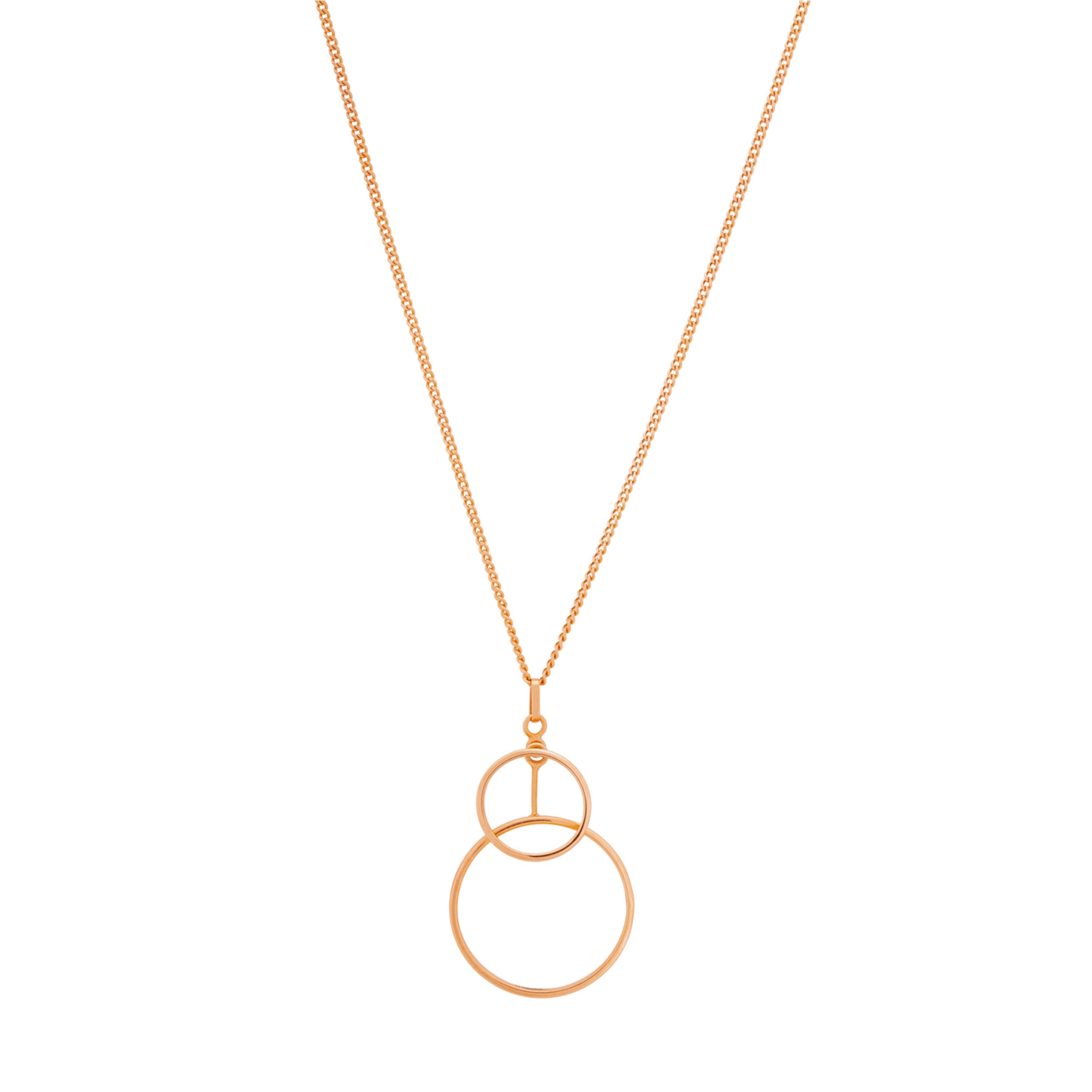 14K Solid Gold Geometric Interwined Round Circles Necklace - Harmony Collection