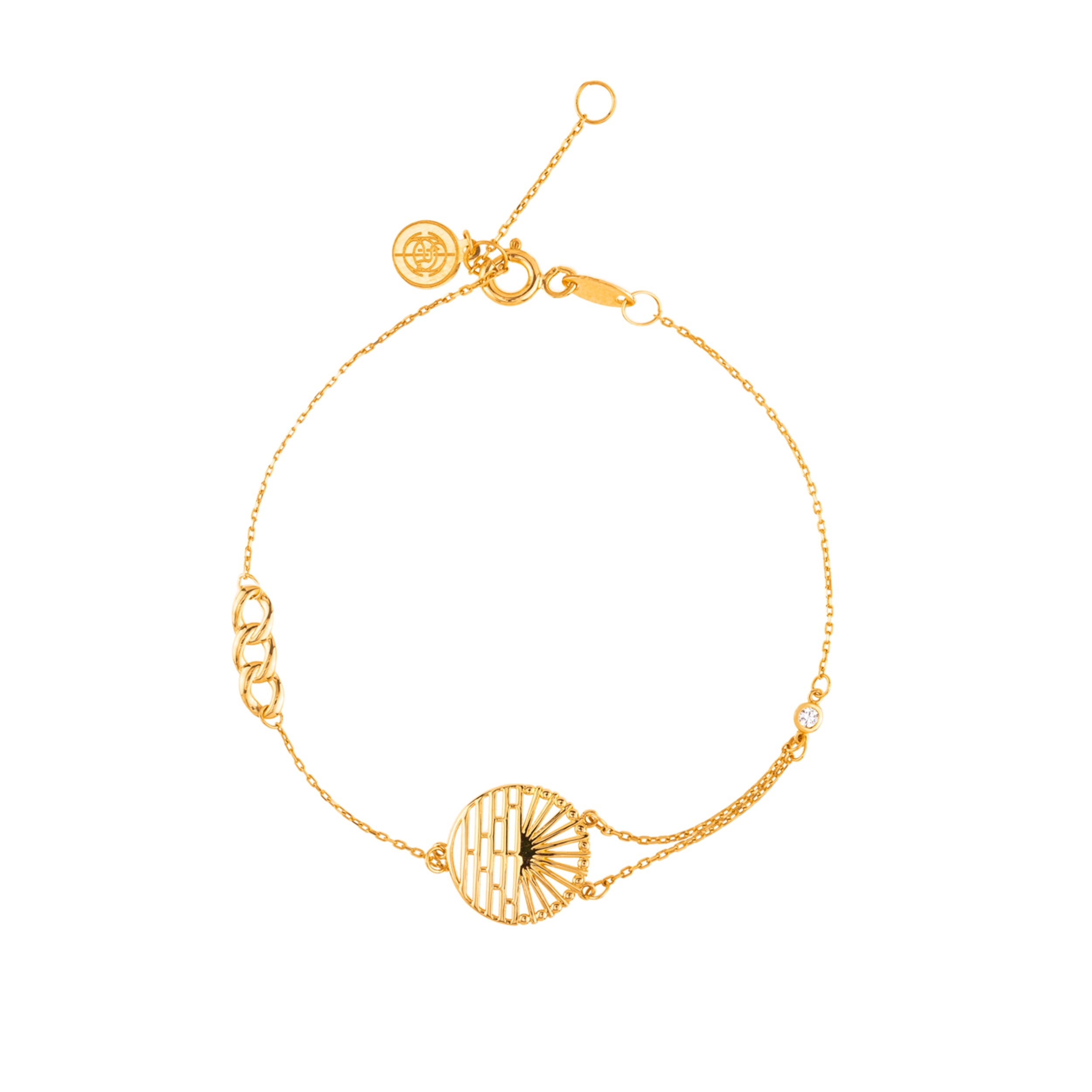 14K Solid Gold Sun Ceremony Lab-Grown Diamond Bracelet - Helios Collection