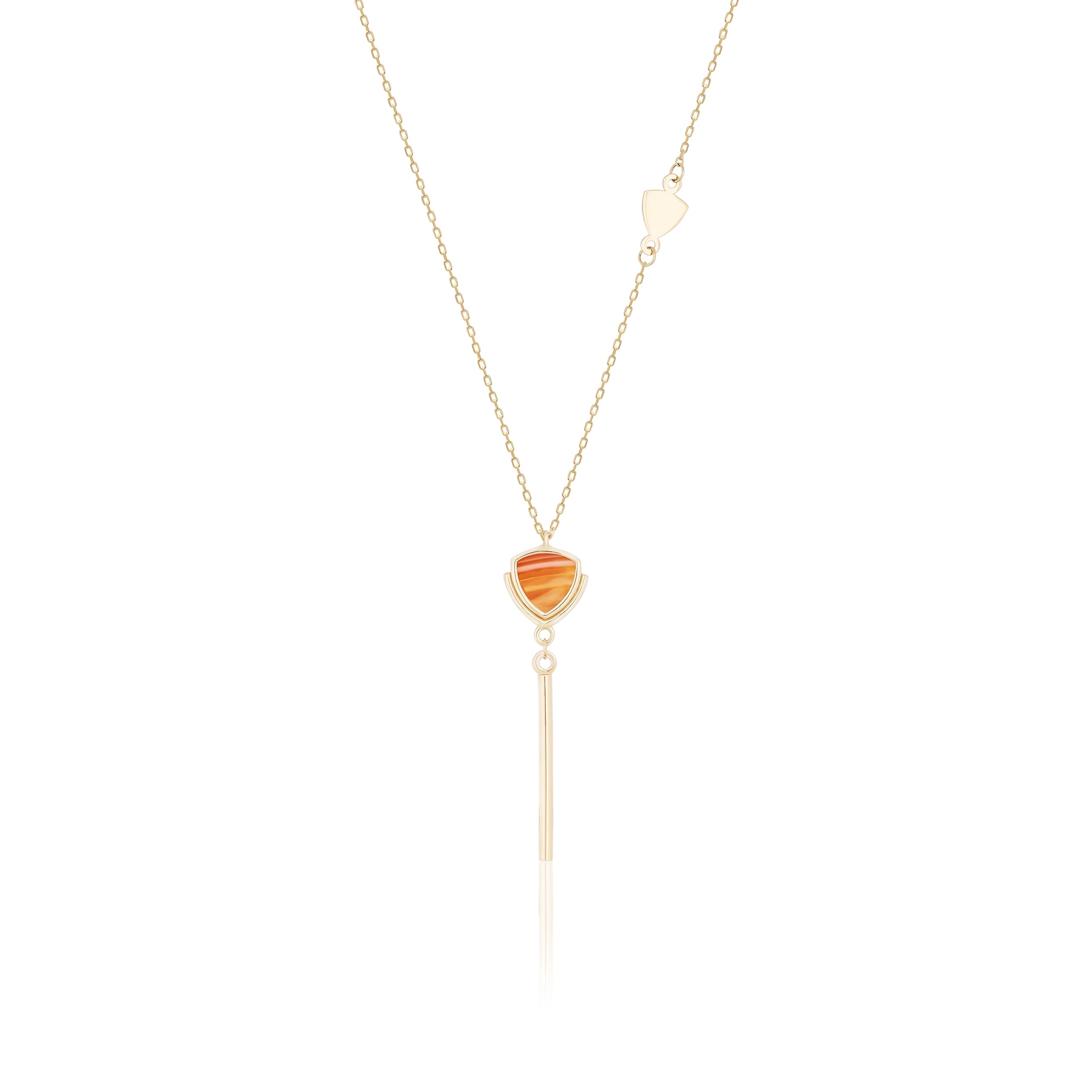 14K Solid Gold Natural Agate / Carnelian Gemstone Necklace - Achates Collection