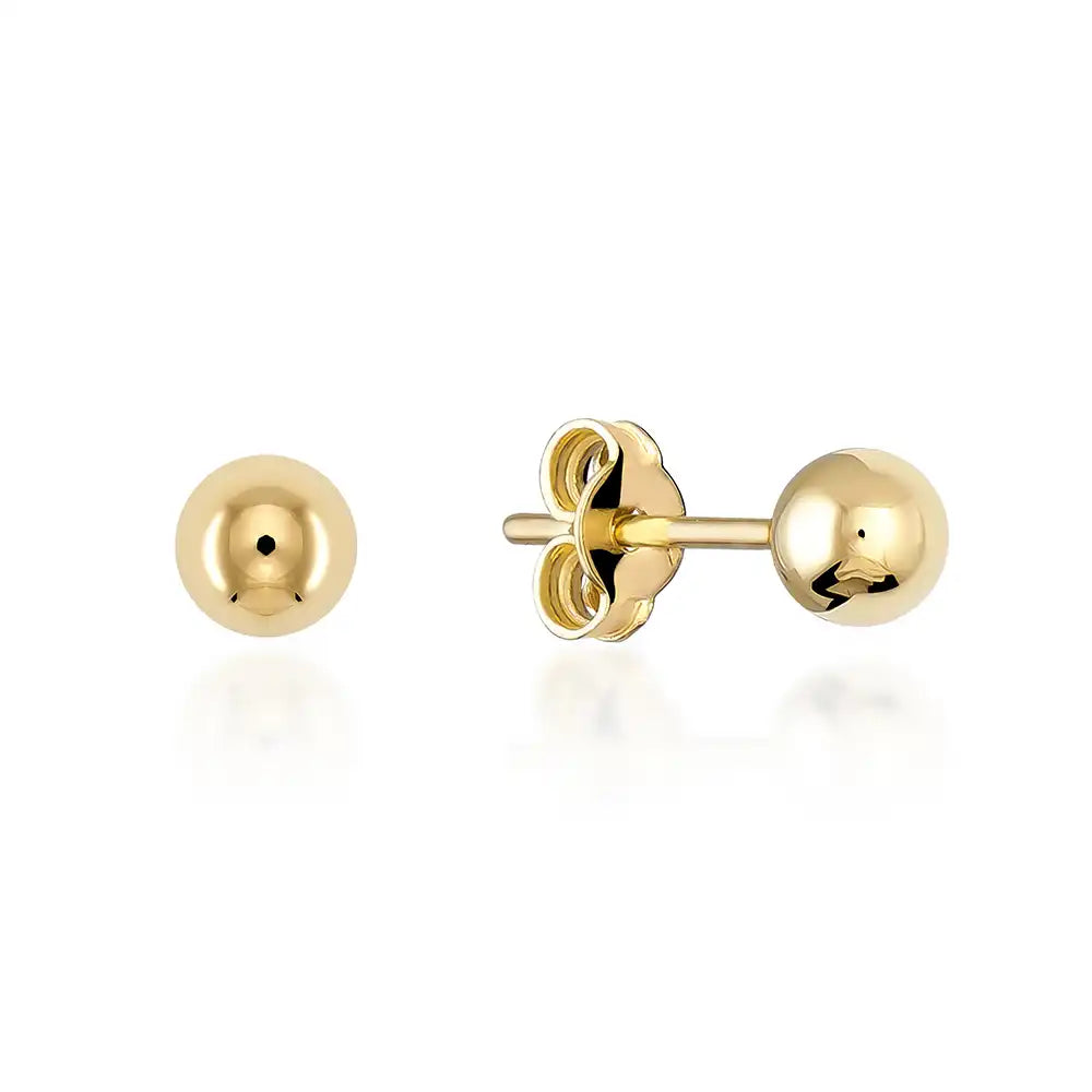 Pendientes de bola de oro macizo de 14 quilates para hombre