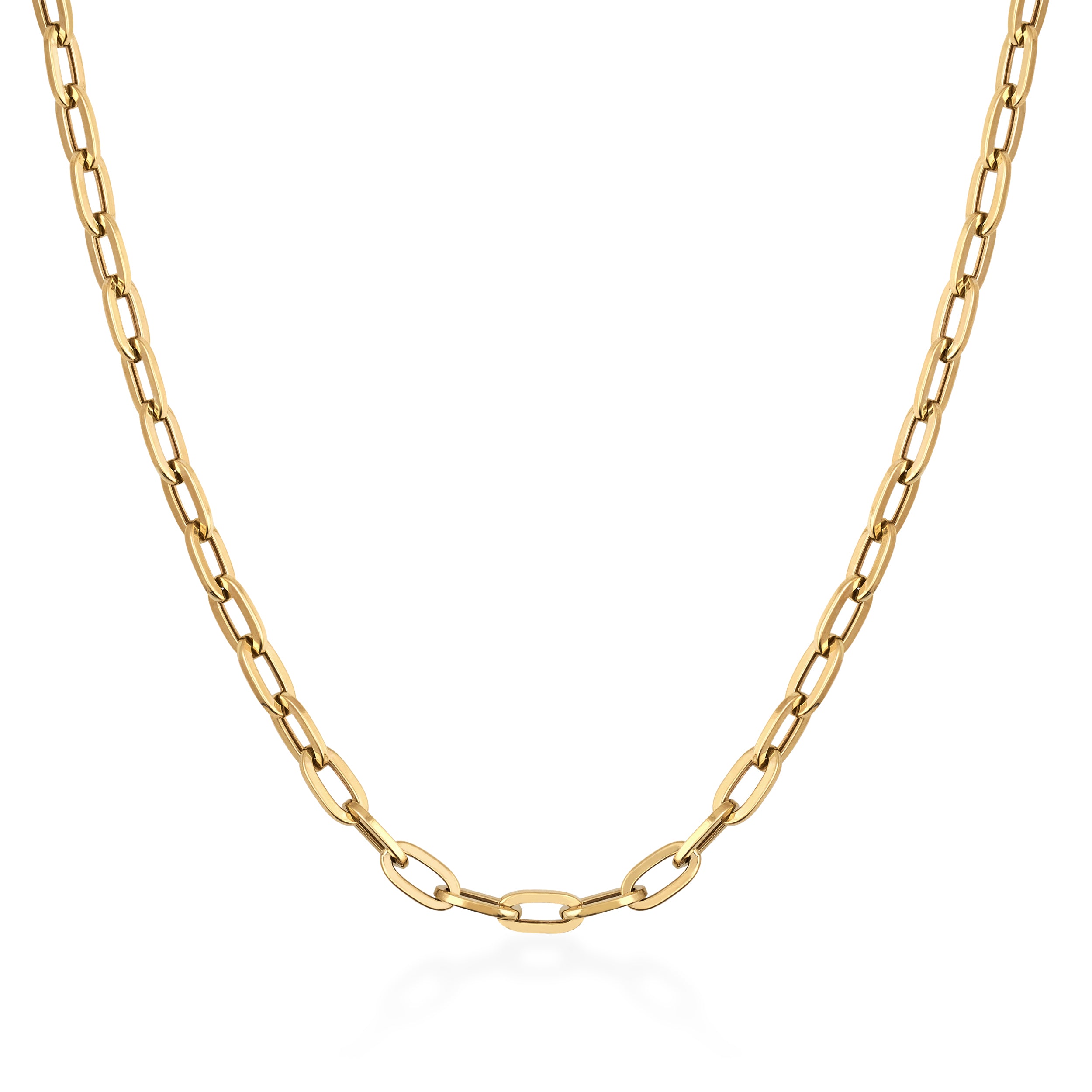 14K Real Solid Gold Paperclip Chain Necklace for Men