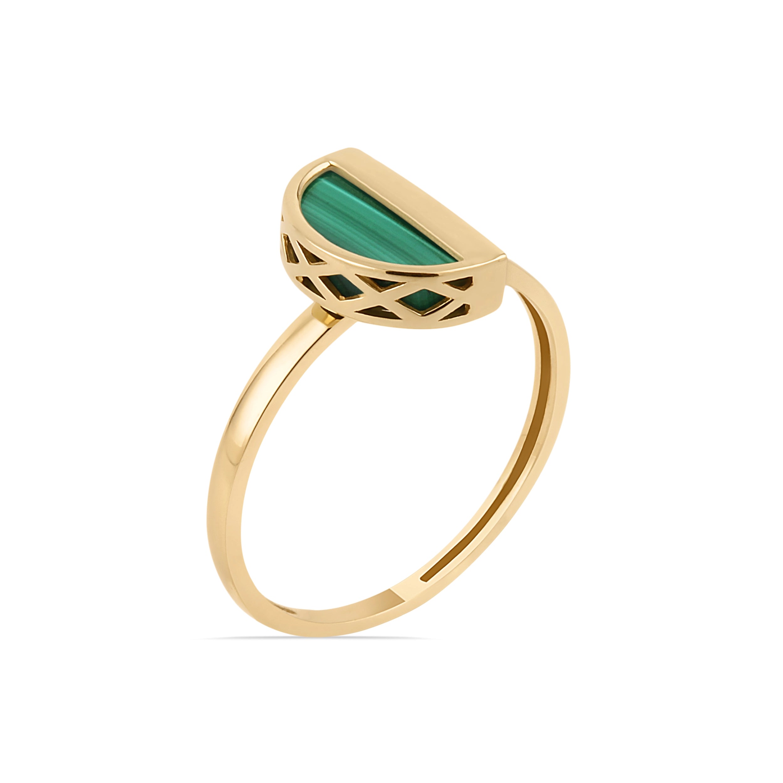 14K Solid Gold Unique Malachite Ring - Endless Collection