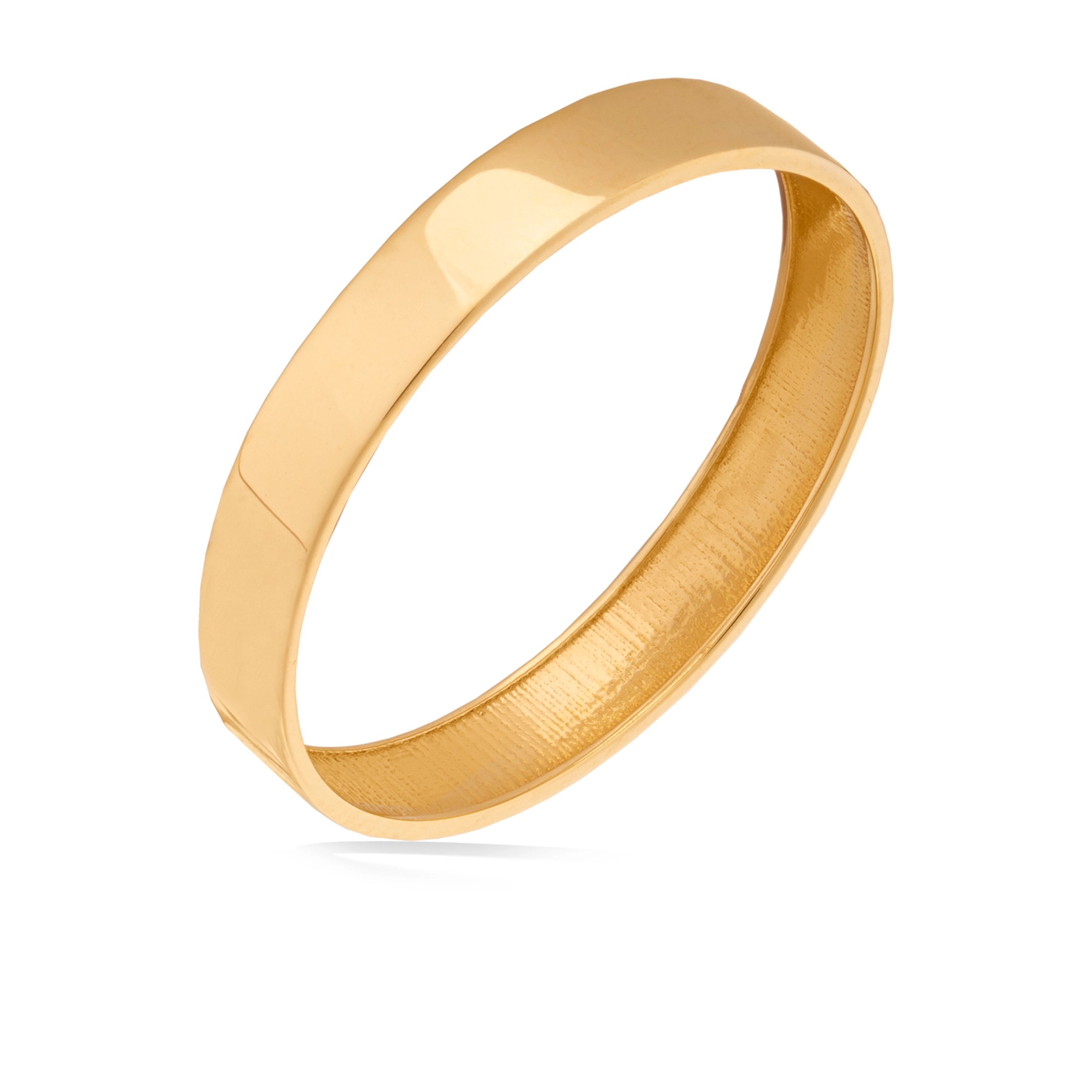 14K Solid Gold Plain Shiny Wedding Band Ring - Harmony Collection