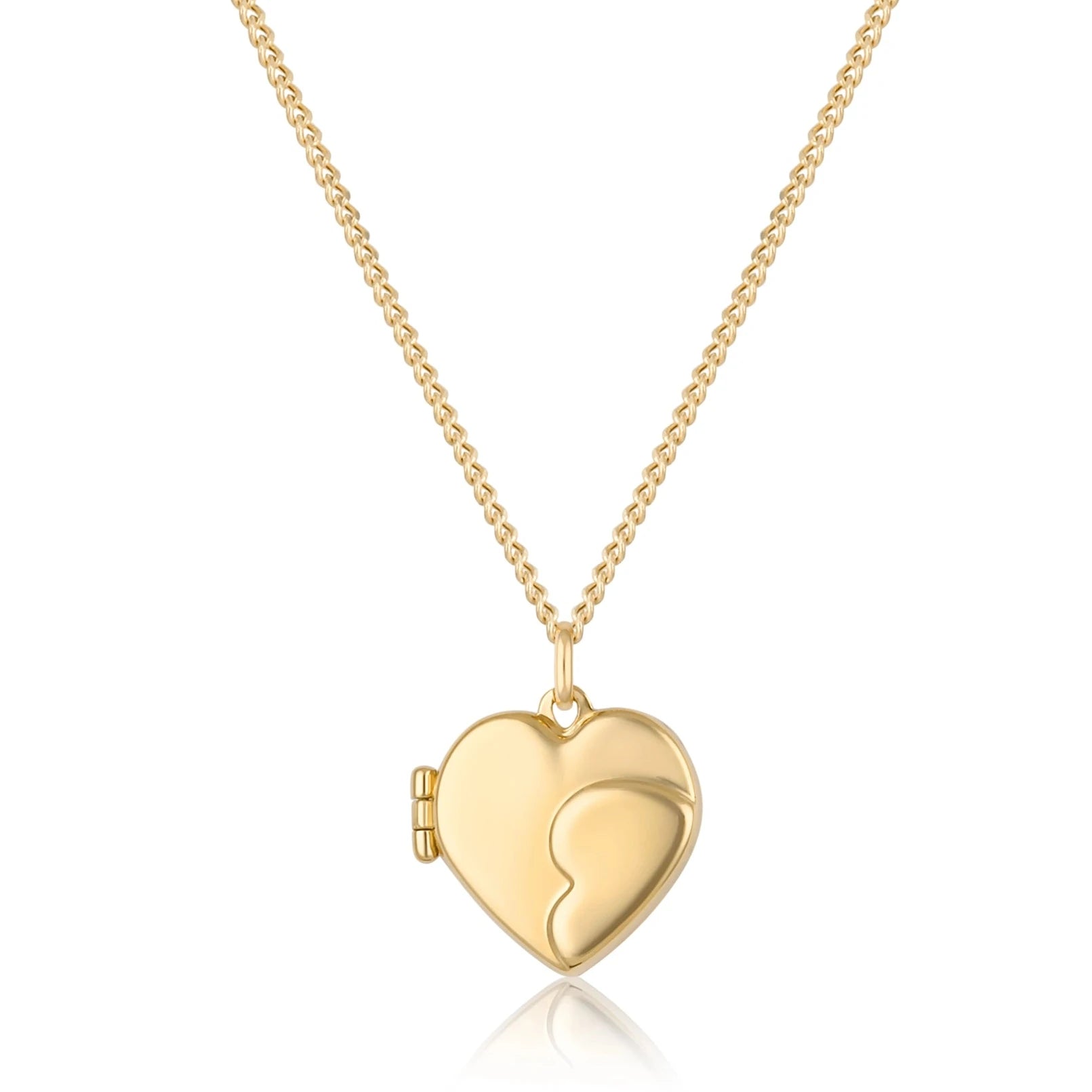 14K Solid Gold Heart Shaped Custom Photo Locket Medallion Necklace - Timeless Collection