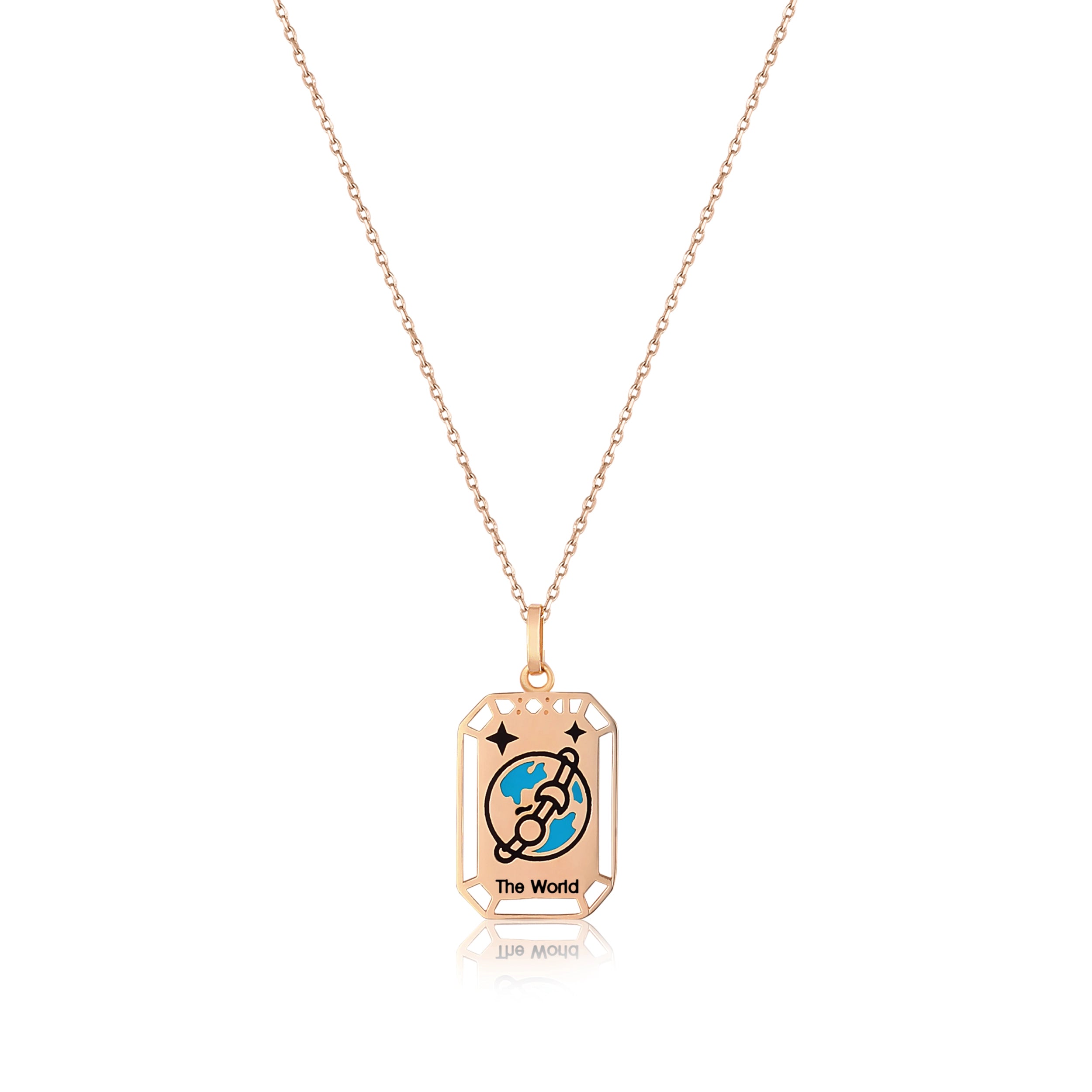 El Mundo - Collar de Tarot en Oro Macizo de 14 K - Colección Tarot