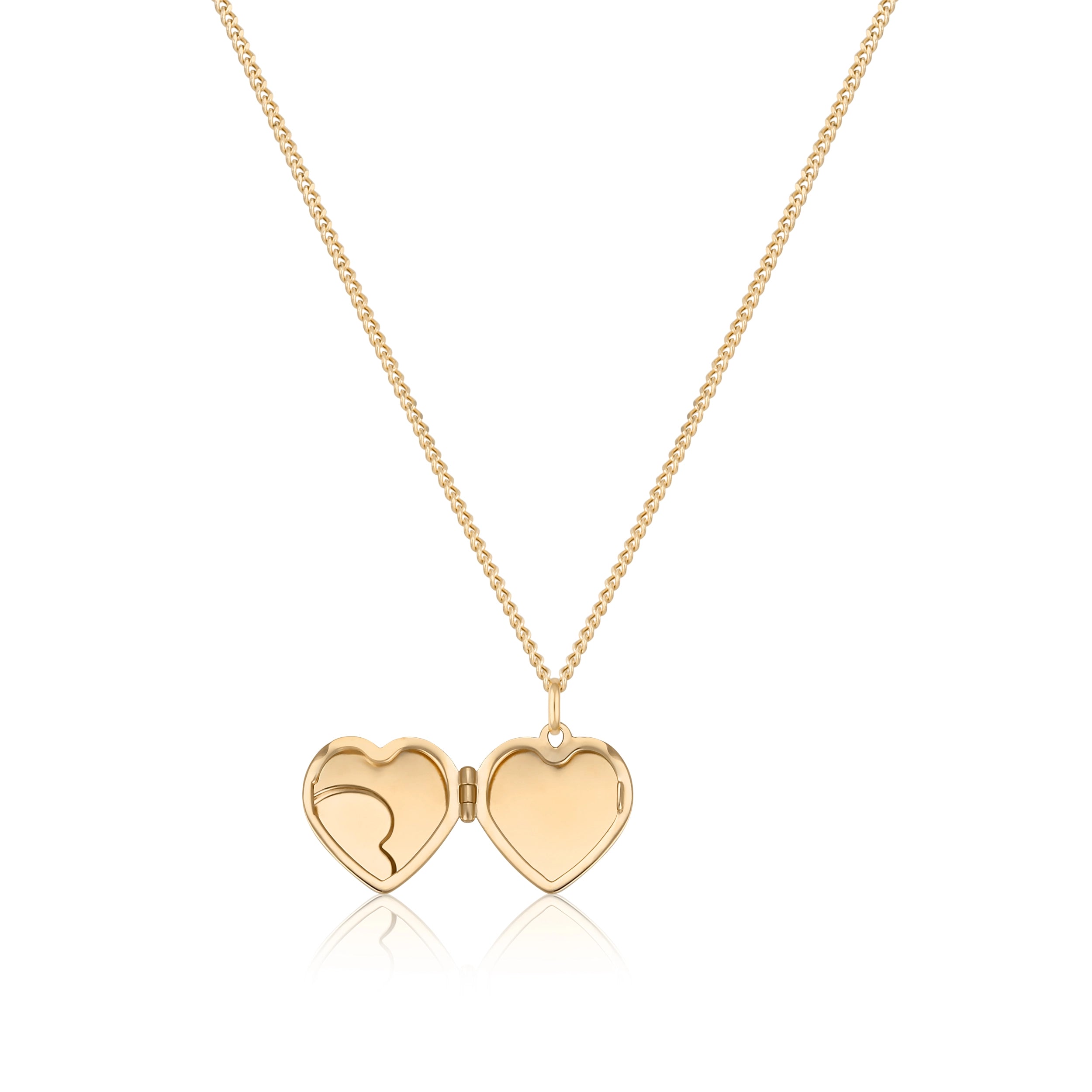 14K Solid Gold Heart Shaped Custom Photo Locket Medallion Necklace - Timeless Collection