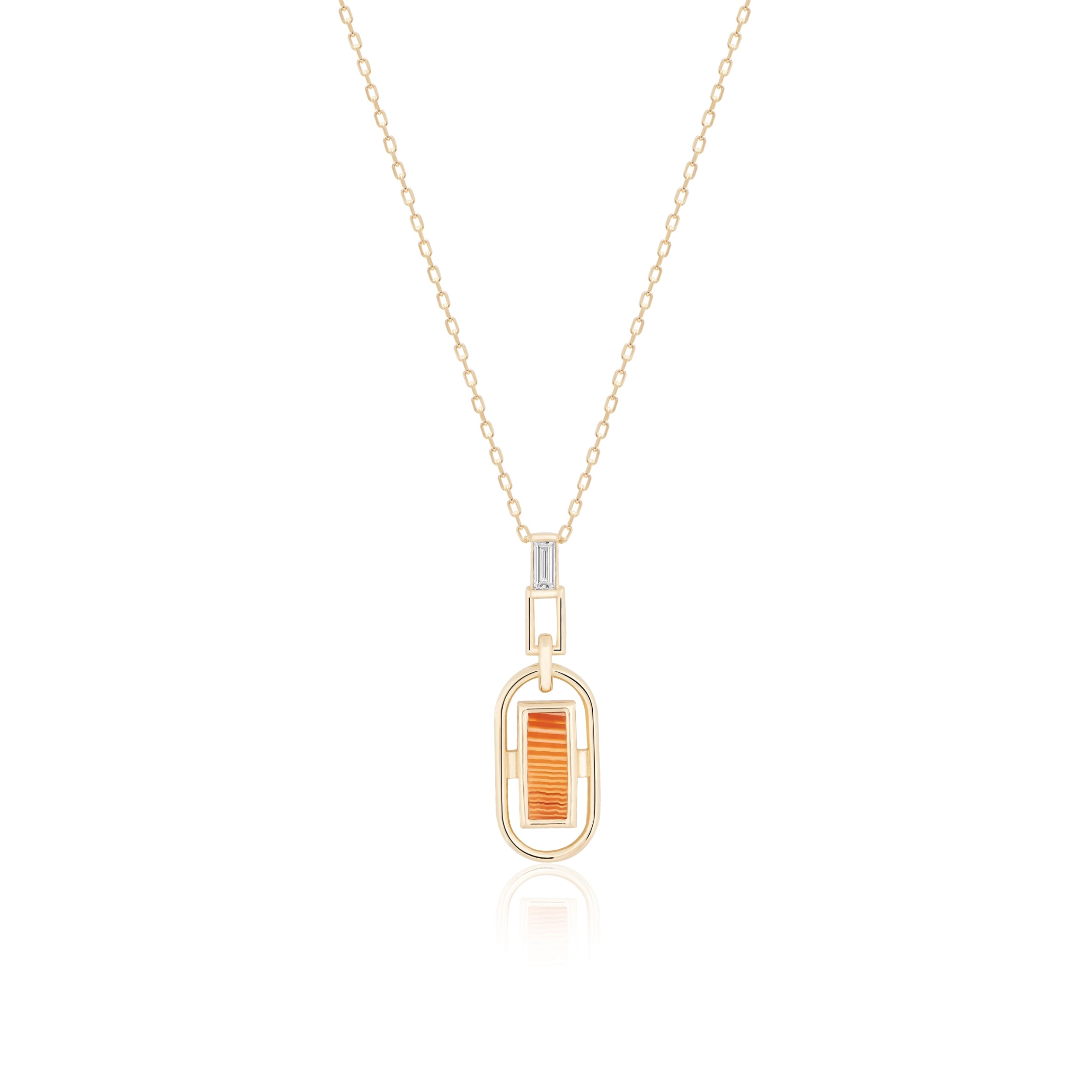 14K Solid Gold Natural Carnelian / Agate Gemstone Necklace - Achates Collection