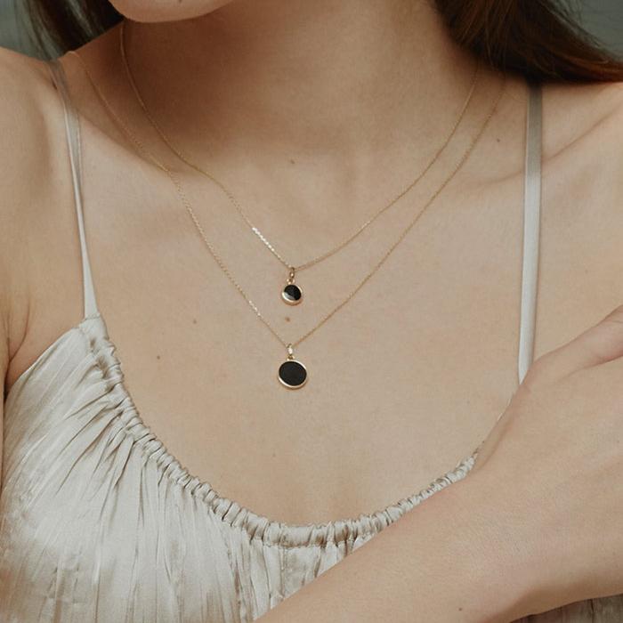 14K Solid Gold Full Moon Pendant Necklace - Moonlight Collection