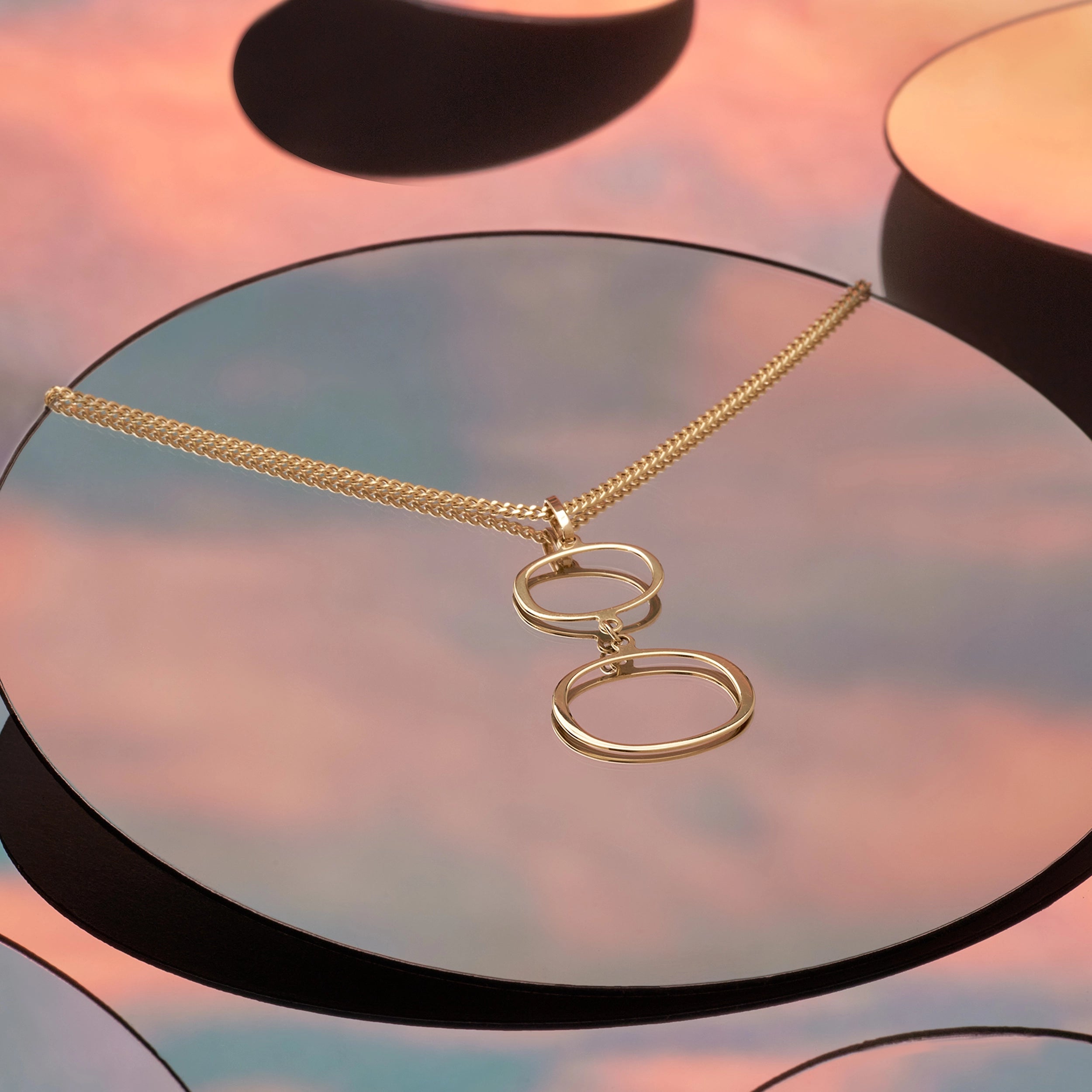 14K Solid Gold Geometric Minimal Necklace - Harmony Collection