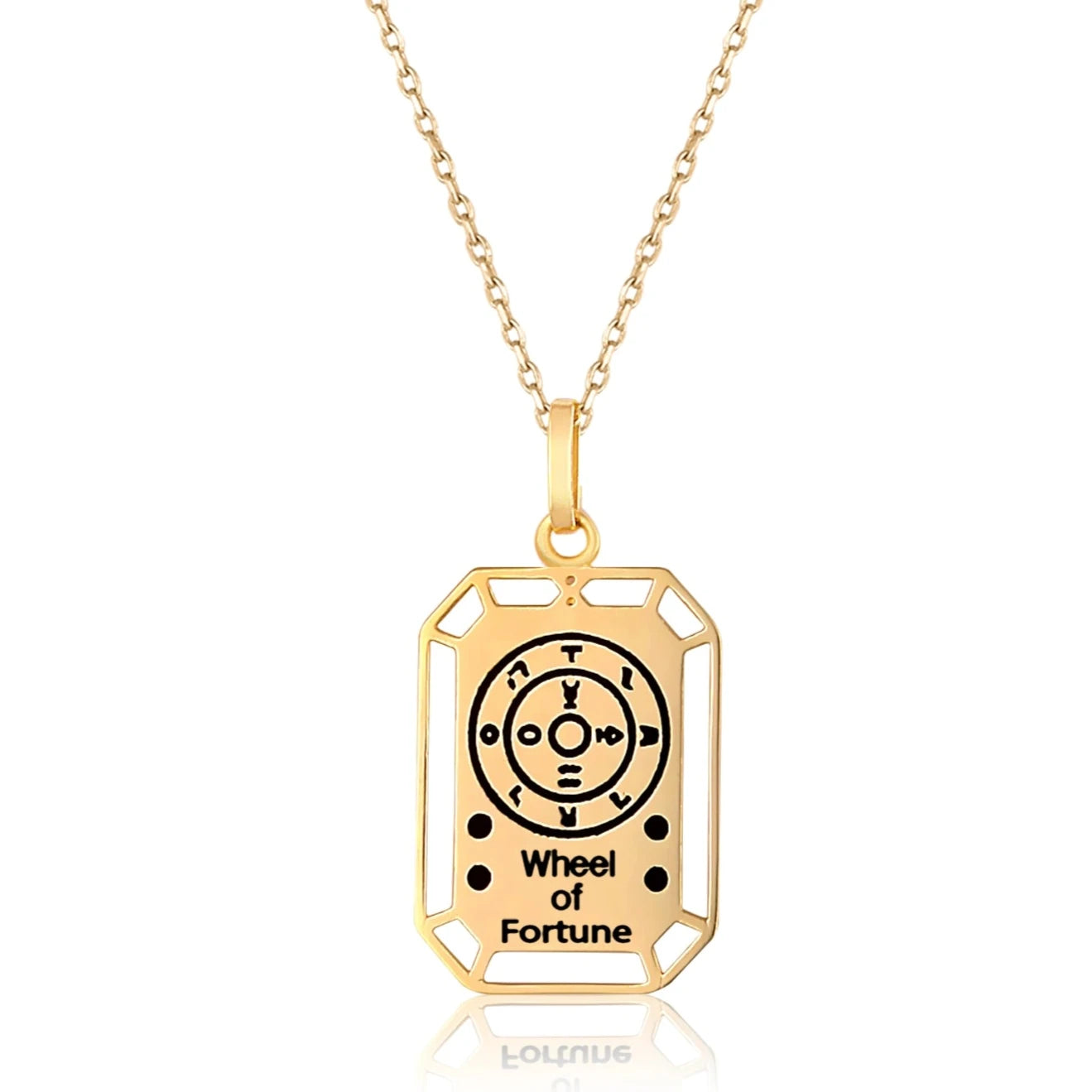 The Wheel of Fortune - 14K Solid Gold Tarot Necklace - Tarot Collection