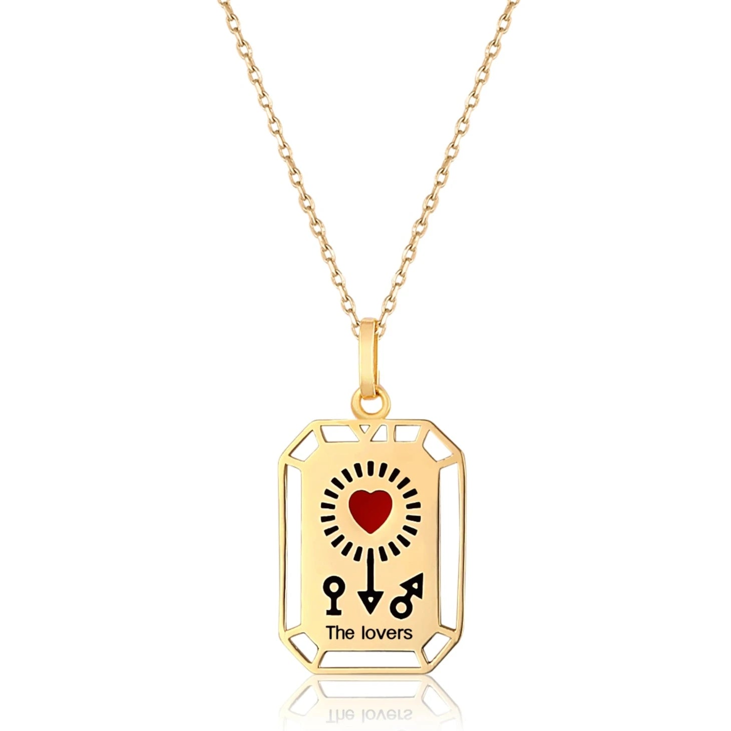 The Lovers - 14K Solid Gold Tarot Necklace - Tarot Collection