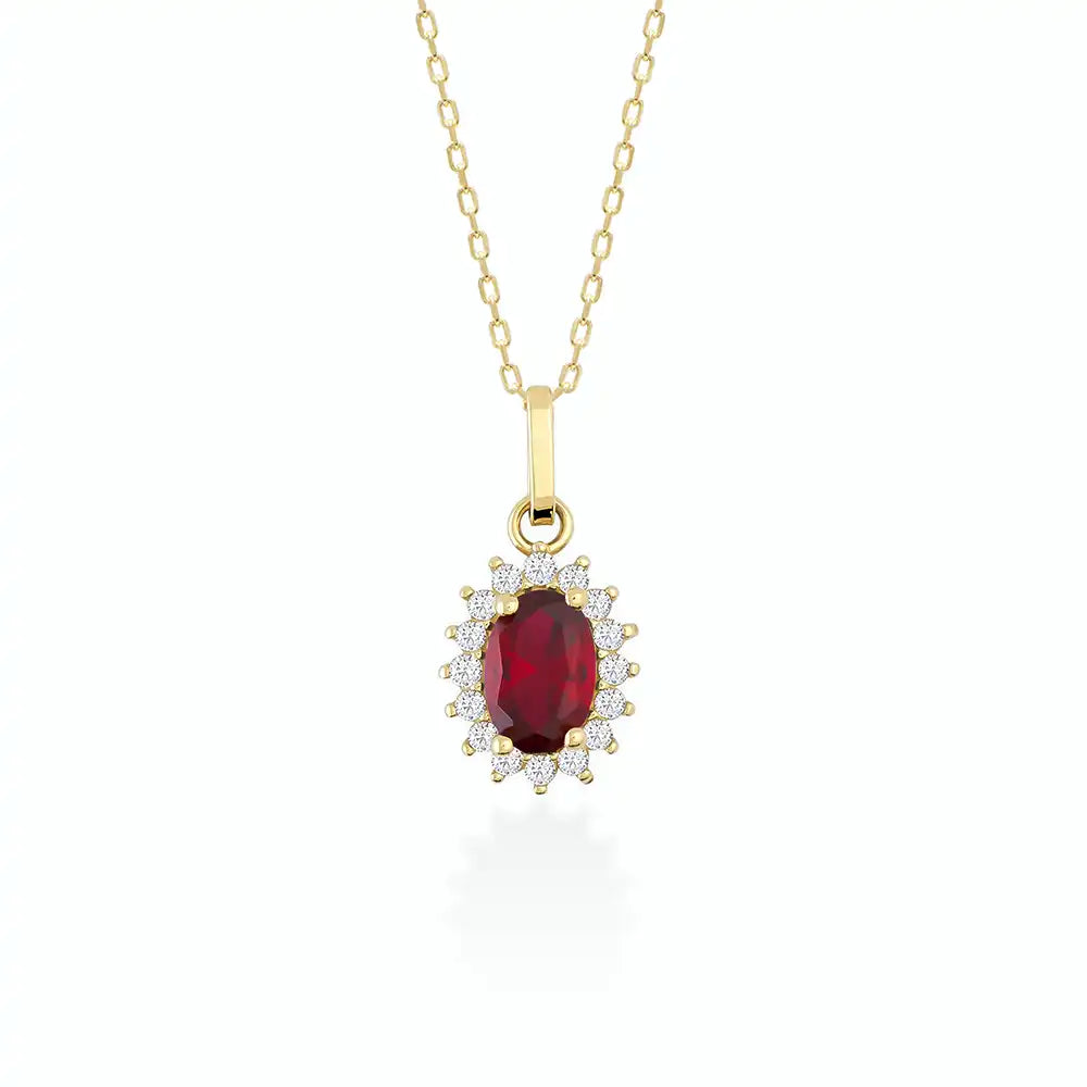 14K Gold Ruby Necklace