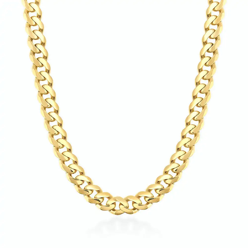 14K Gold Miami Cuban Curb Link Chain Necklace