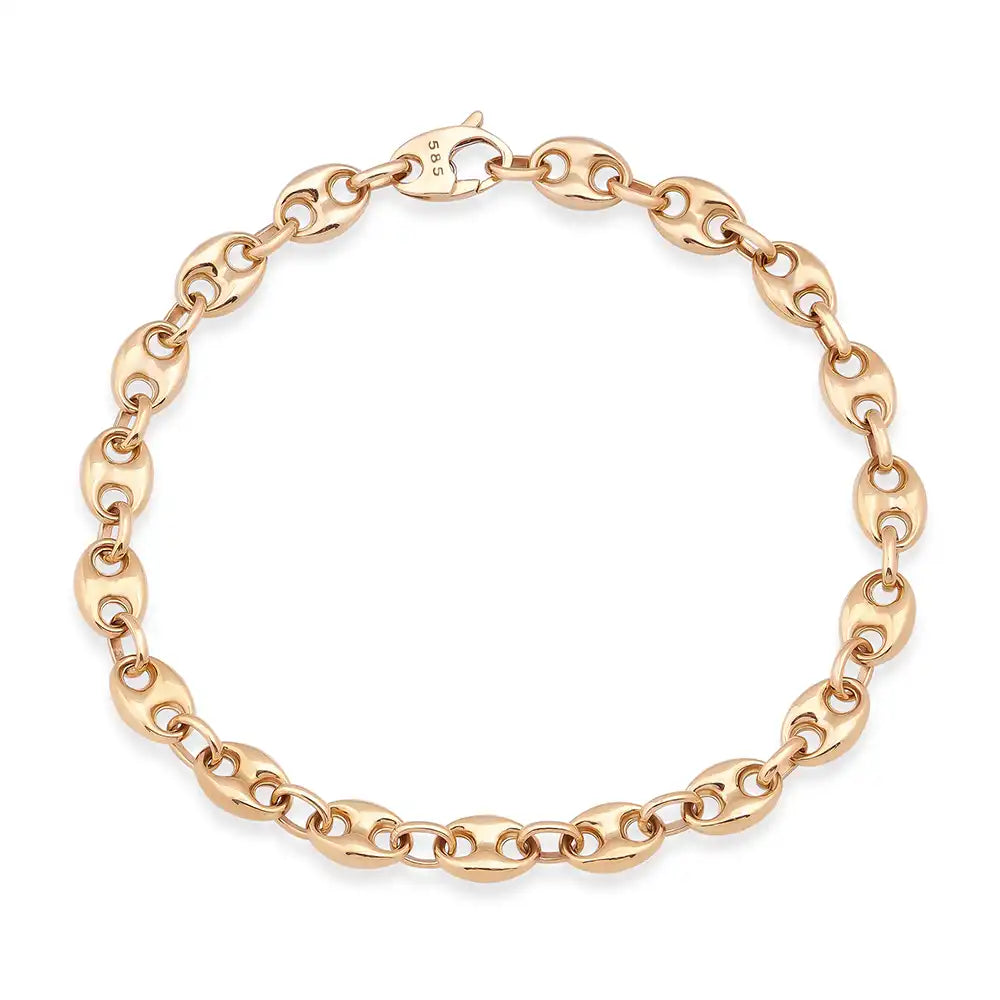 Pulsera marinera de oro amarillo de 14 k