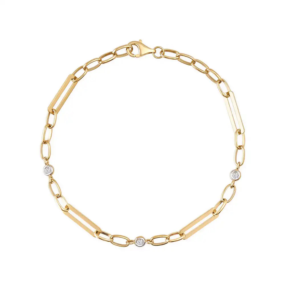 14K Gold Paperclip Link Chain Bracelet