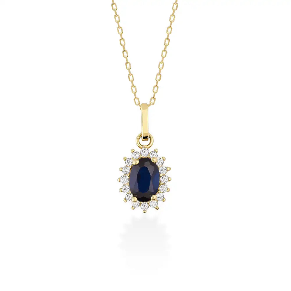 14K Gold Sapphire Necklace