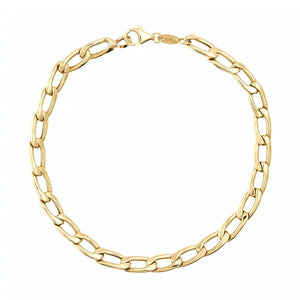 A 14K Solid Gold Curb Bracelet for Men featuring large, oval links in a symmetrical design reminiscent of Miami Cuban style, displayed on a plain white background—ideal for the trendsetter in men's fashion jewelry.