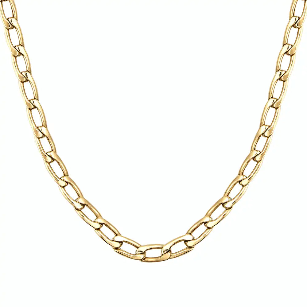 14K Real Gold Cuban Curb Link Chain Necklace