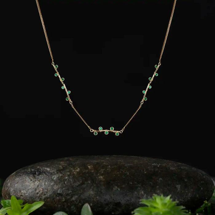 Collar geométrico de piedras preciosas naturales de cornalina y ágata en oro macizo de 14 quilates - Colección Achates