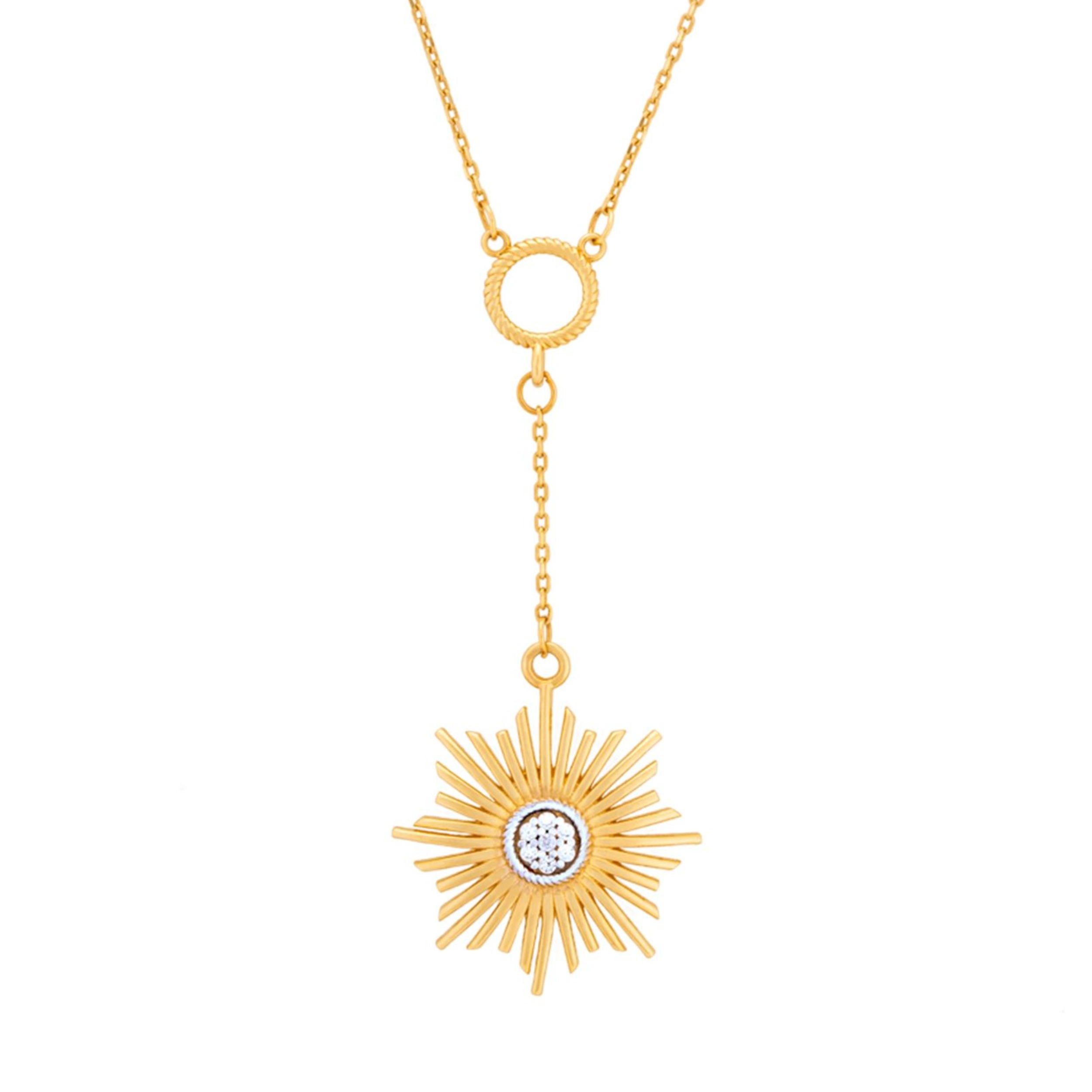 14K Gold Lab-Grown Diamond Glowing Sun Necklace - Helios Collection