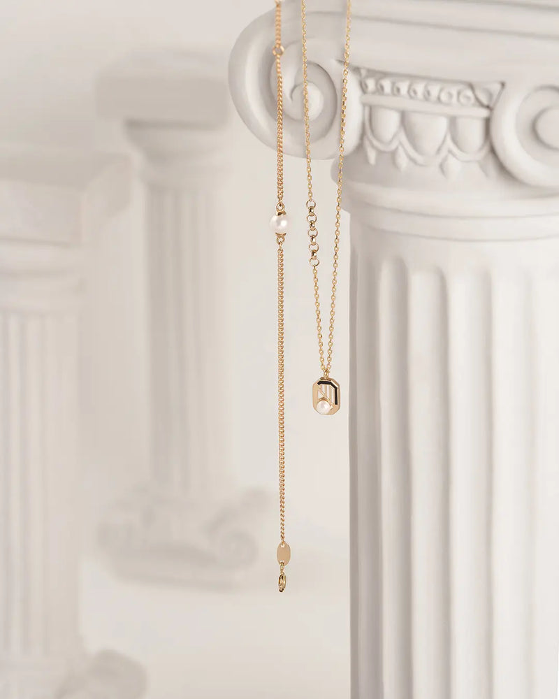 14K Gold Minerva Natural Pearl Chain Bracelet