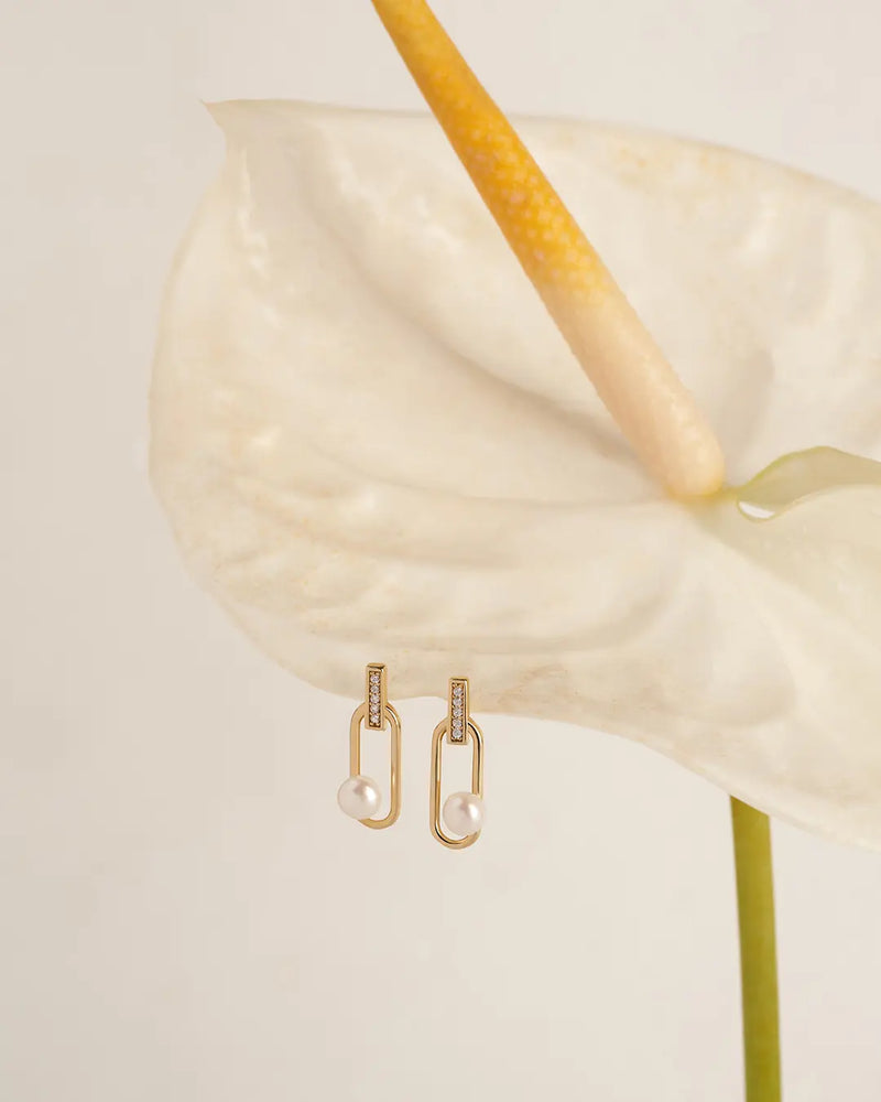 14K Gold Inception Natural Pearl Earrings