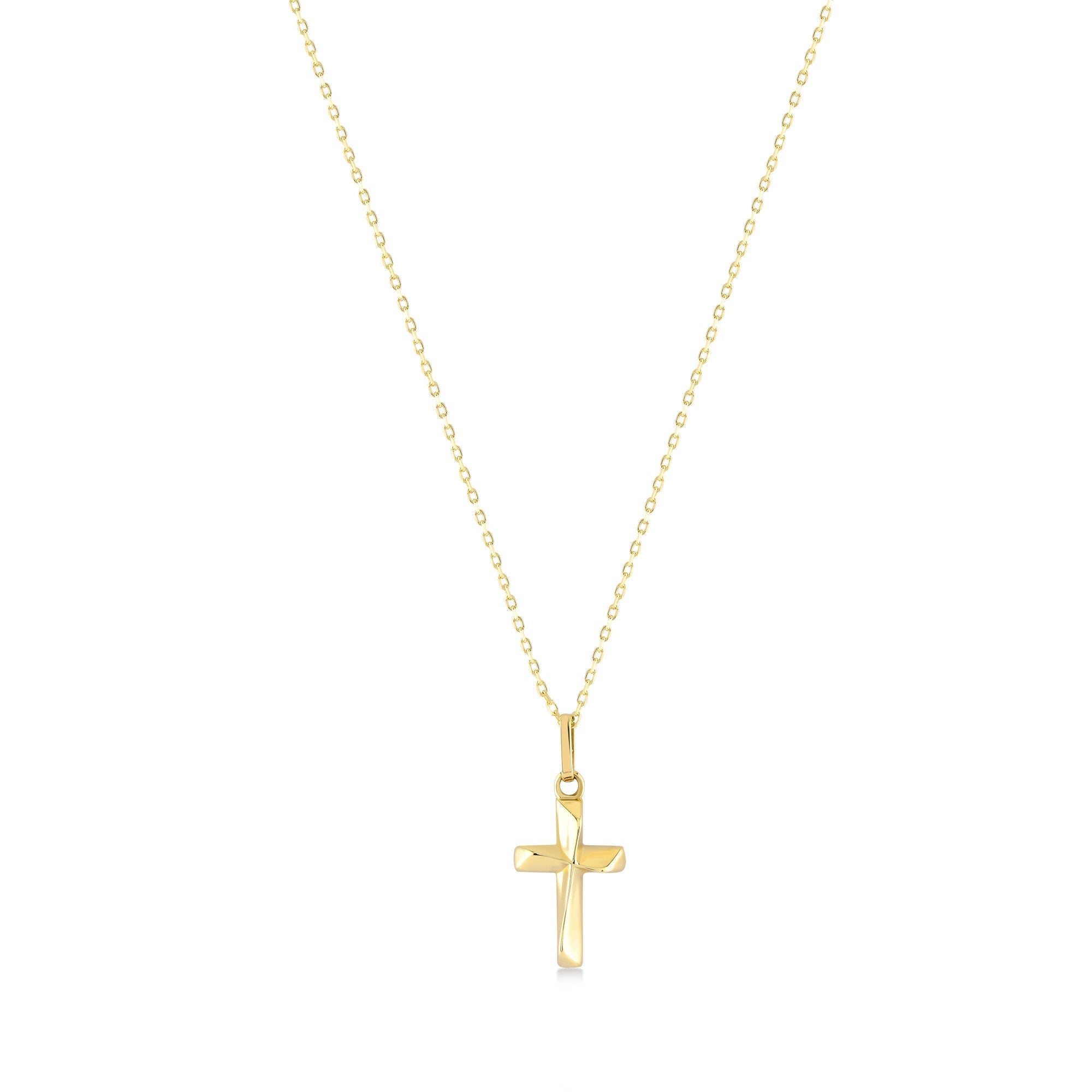 14K Gold Tiny Cross Necklace for Men