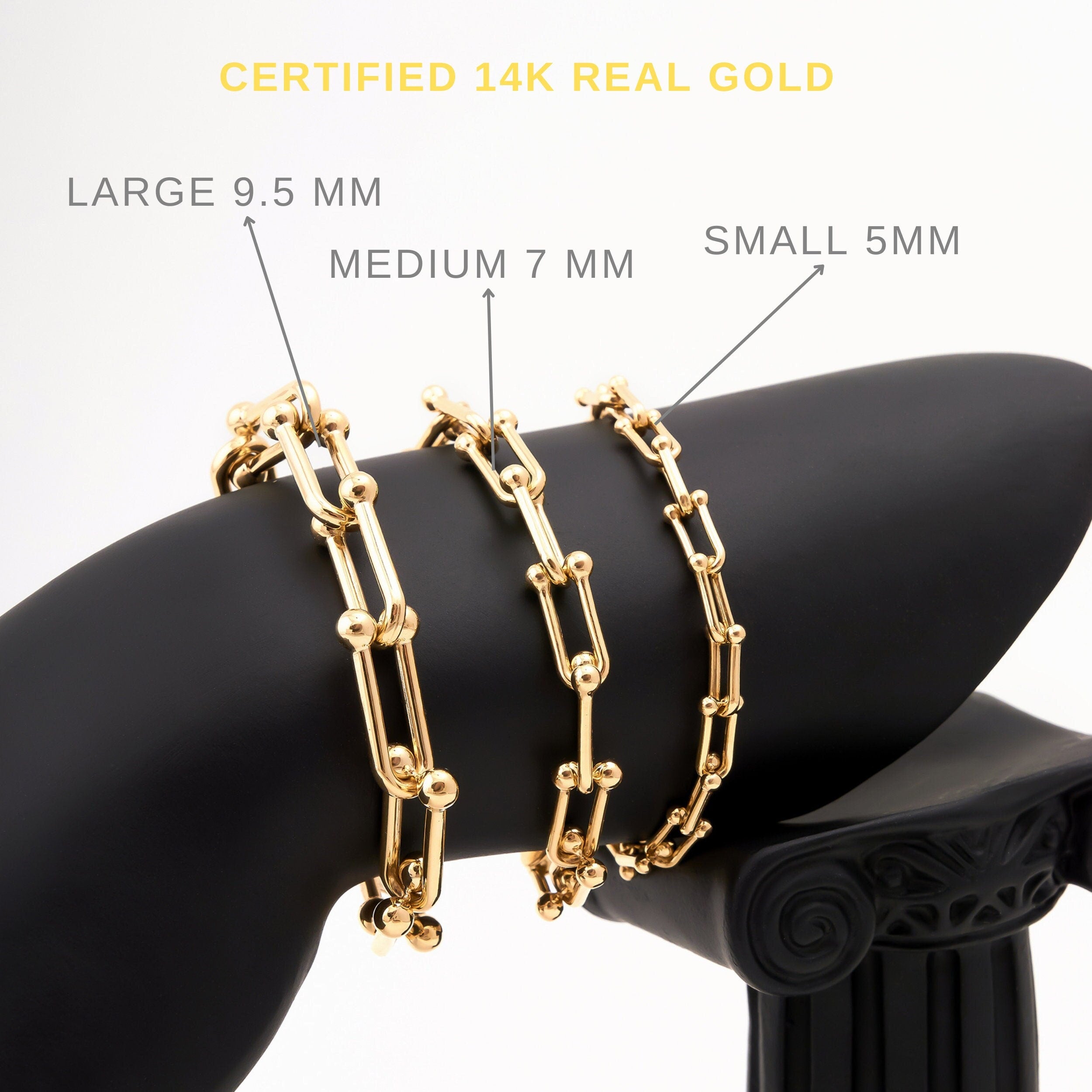 14K Gold Chunky U Link Bracelet