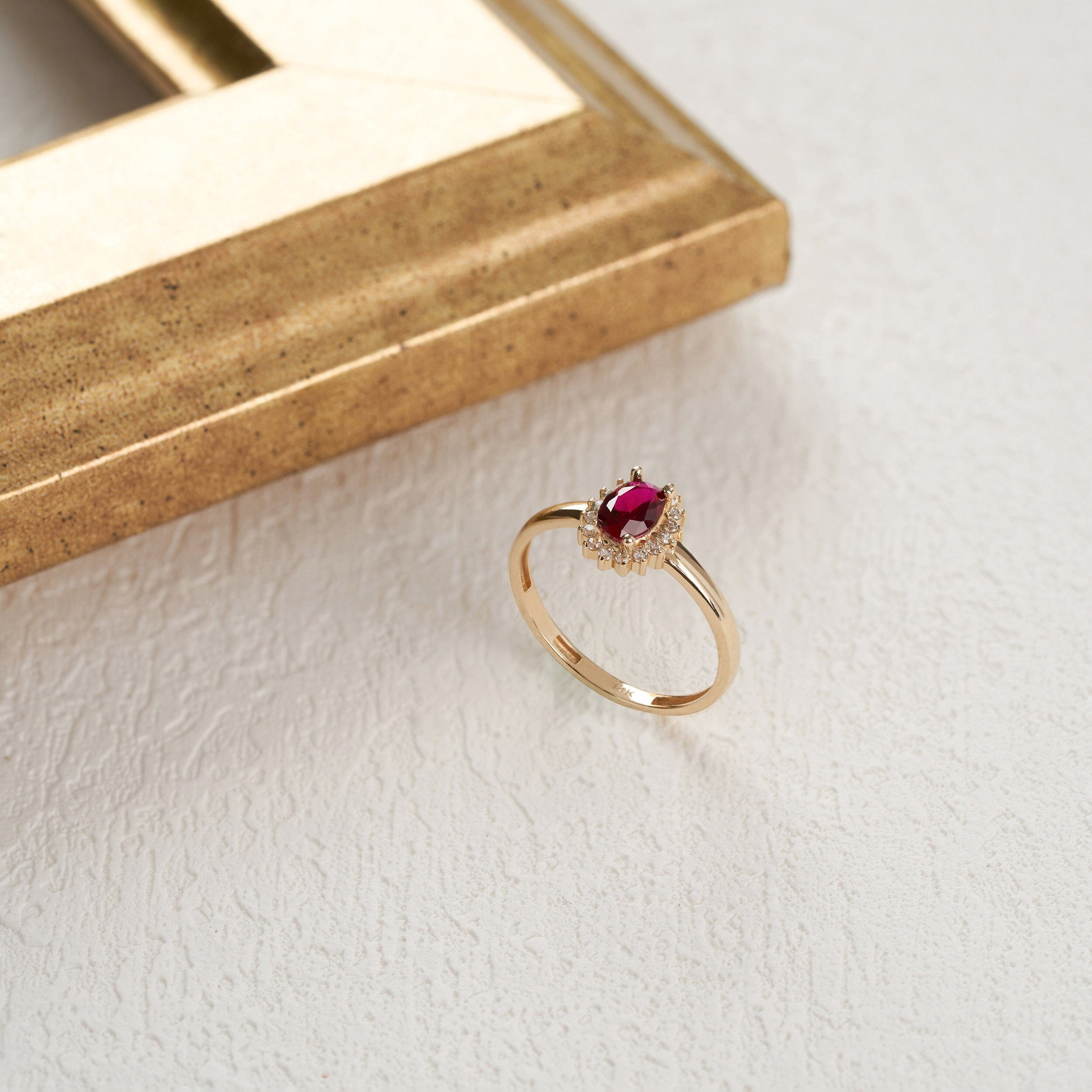 14K Solid Gold Ruby July Birthstone Ring