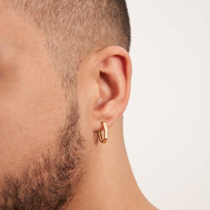 14K Solid Gold Hexagon Hoop Earrings for Men