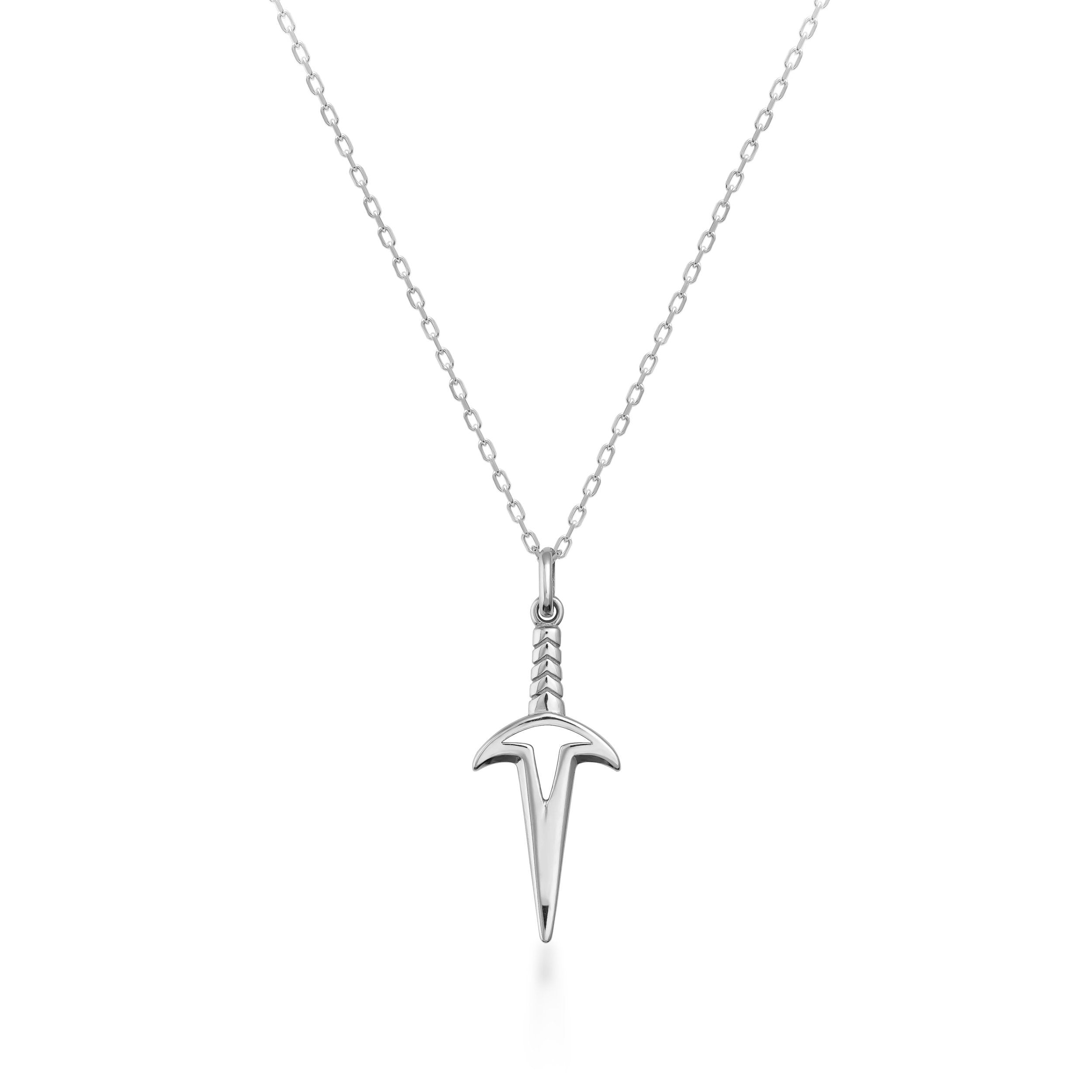 14K Solid Gold Knife - Dagger Pendant Necklace for Men