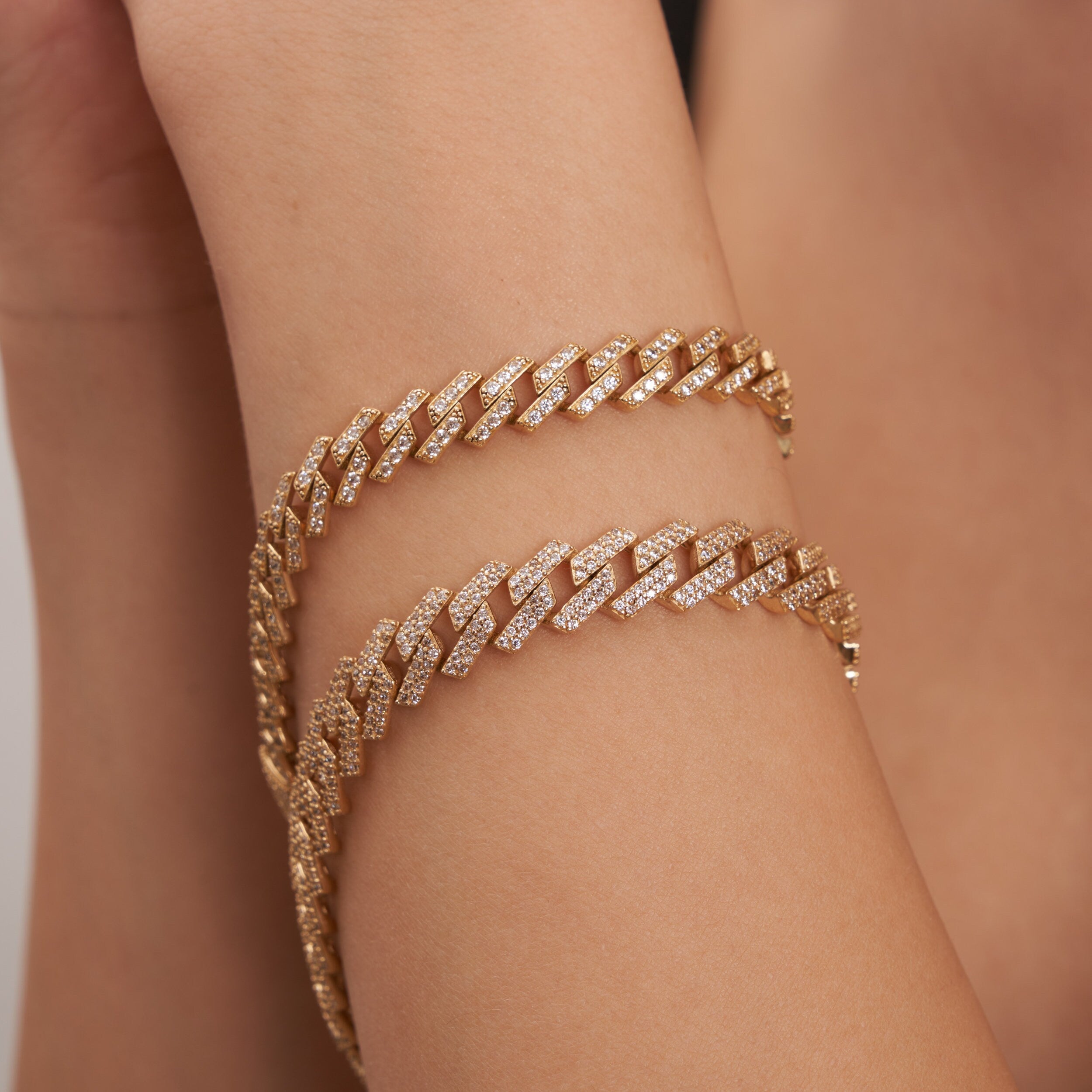 14K Real Gold Cuban Link Chain Bracelet