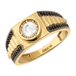 14K Solid Real Gold Watch Style Fancy Signet Ring For Men