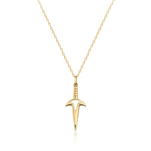 14K Solid Gold Knife - Dagger Pendant Necklace for Men